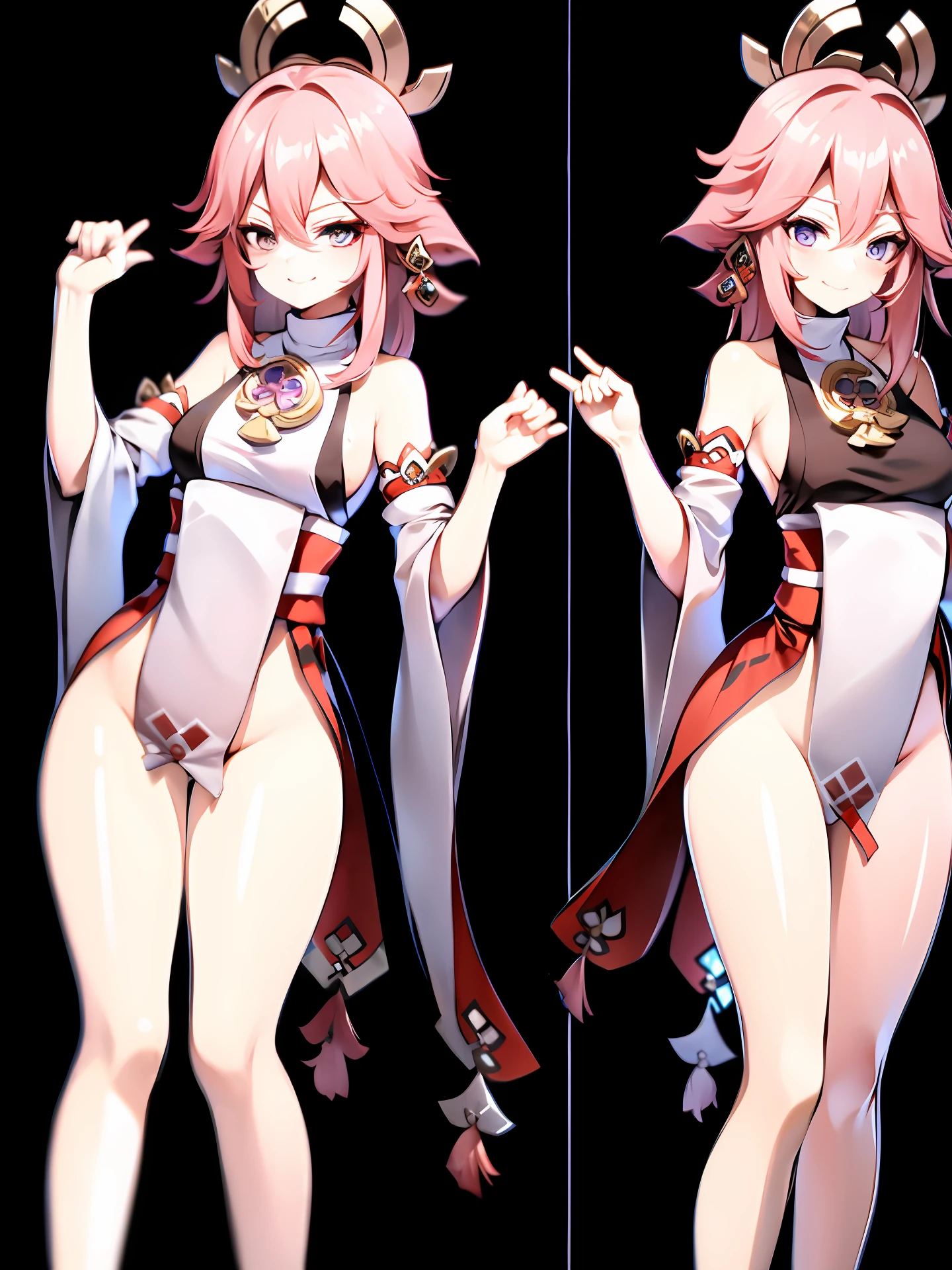 Miss Fox,hugetits,a person,Pink hair,Pink ears,wearing kimonos,adult,beautifullegs