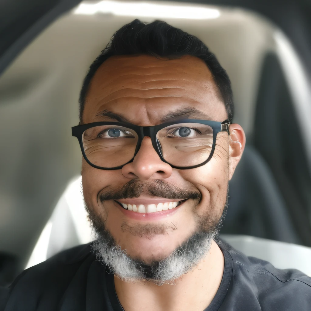 Close portrait of a bespectacled man, rosto, Detailed skin and pores, usando camisa social branca e gravata, with black dress pants and shiny black dress shoes. Ele esta ao lado de um carro cinza prateado, em uma rua com o chao molhado. noite. realista, intrincado, kinematic lighting, UHD