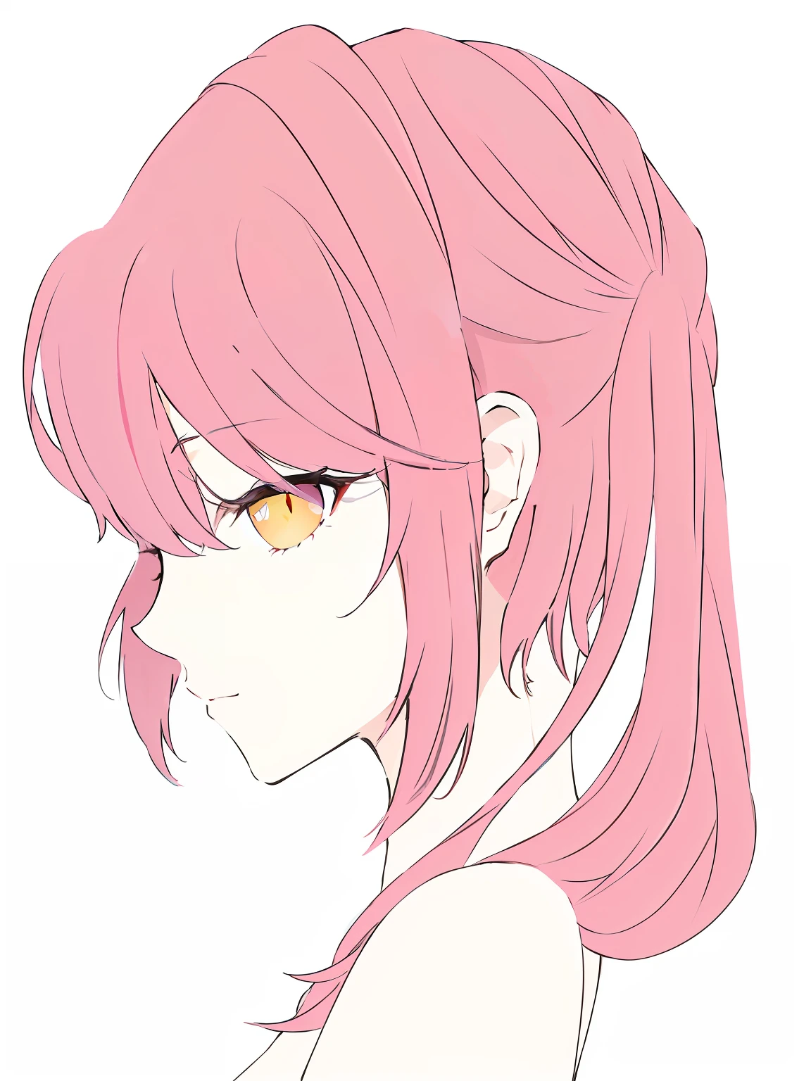 Super beautiful, Two-dimensional style, sideface, (pink hair:1.2),(golden eyes:1.1),(beautiful face:1.3), The light from the back window is backlighted, (anime style:1.2)