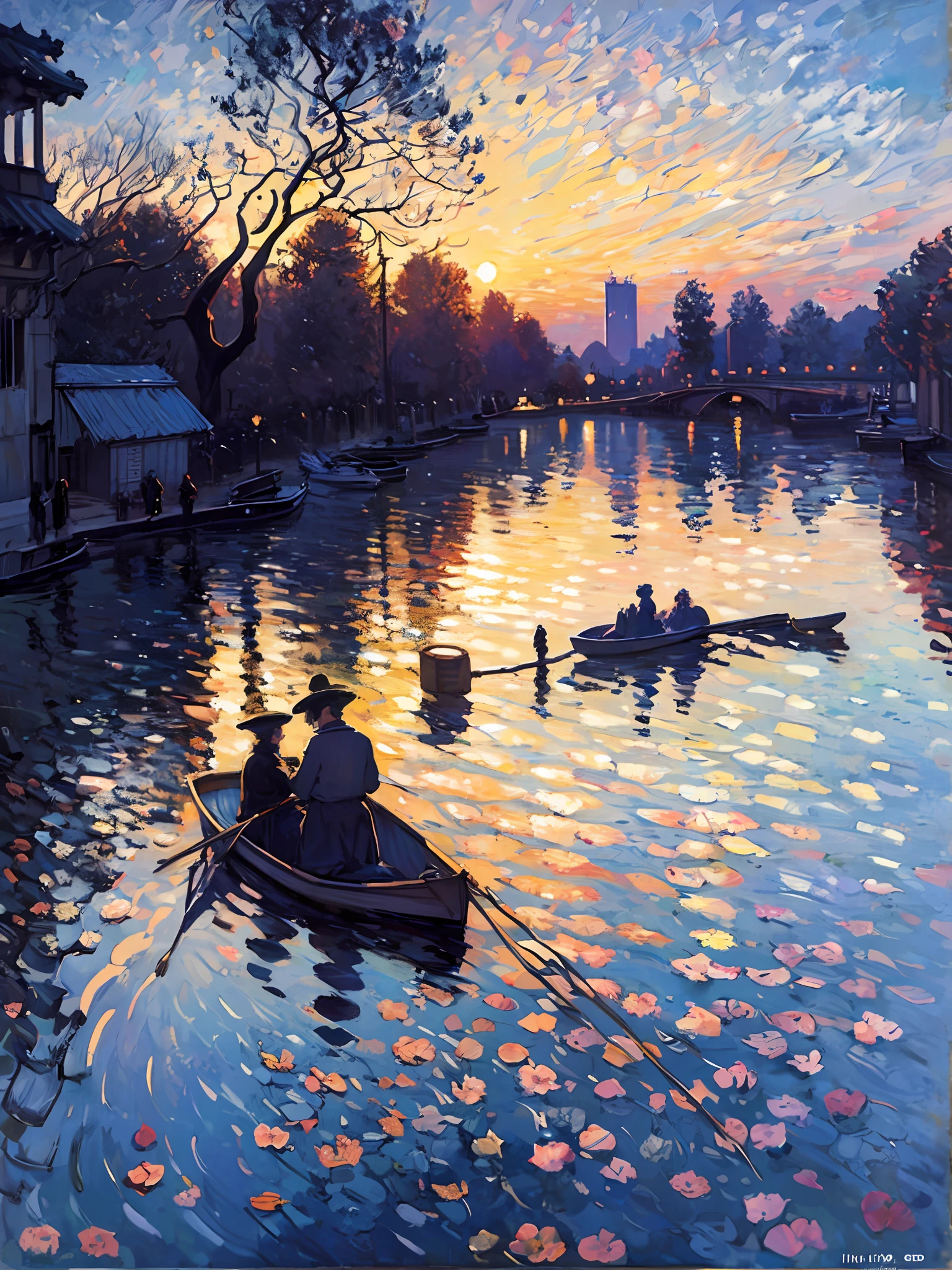 Beautiful oil painted view of Tokyo City in the style of Claude Monet, arte oficial, Impresionismo