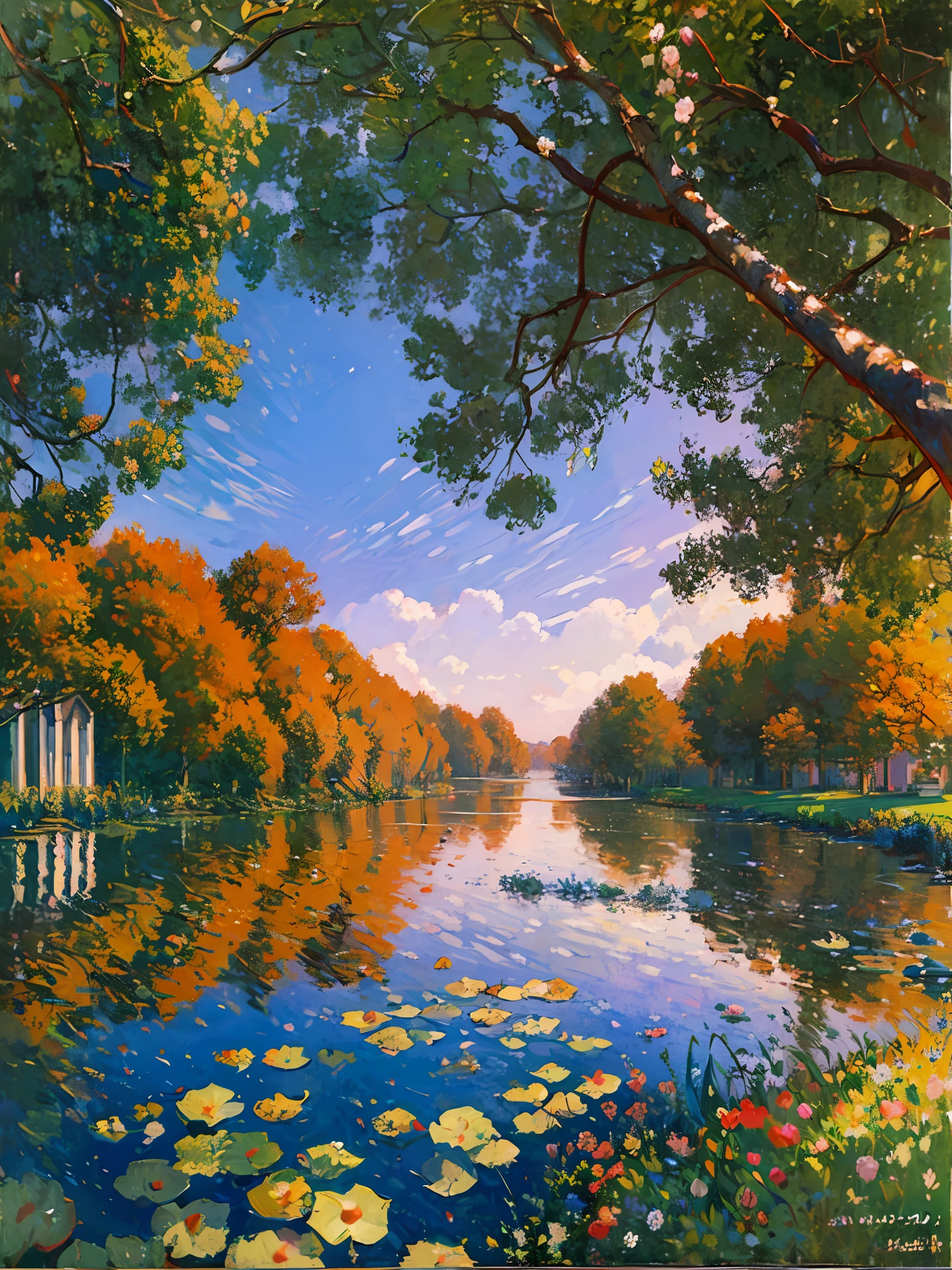 Beautiful oil painted view of Tokyo City in the style of Claude Monet, arte oficial, Impresionismo