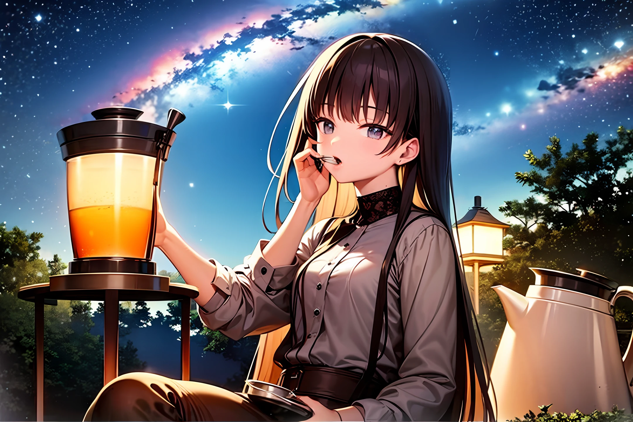 I was drinking tea and stargazing in the night sky