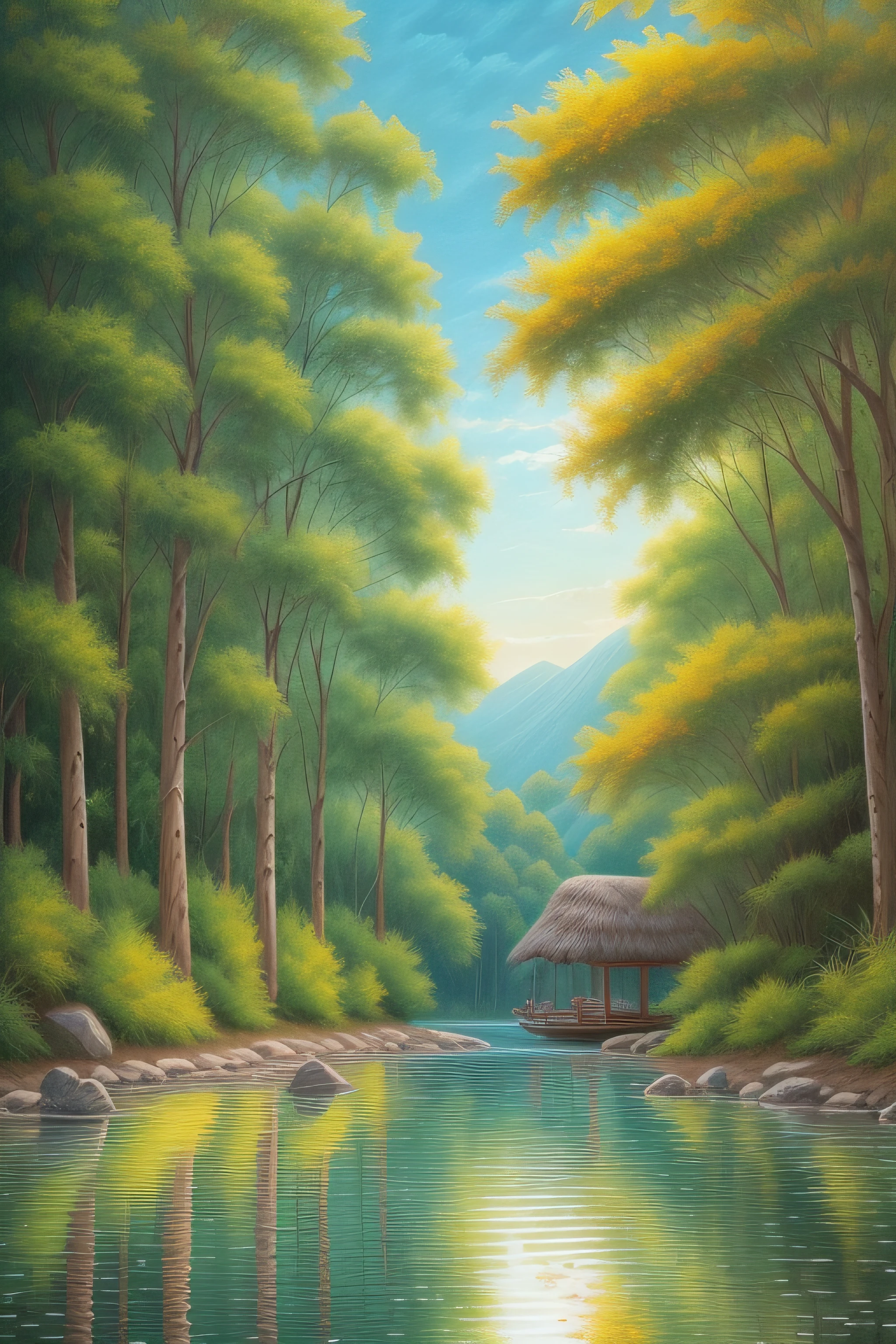High quality art、Masterpiece、crocodiles、Beautiful waterside scenery