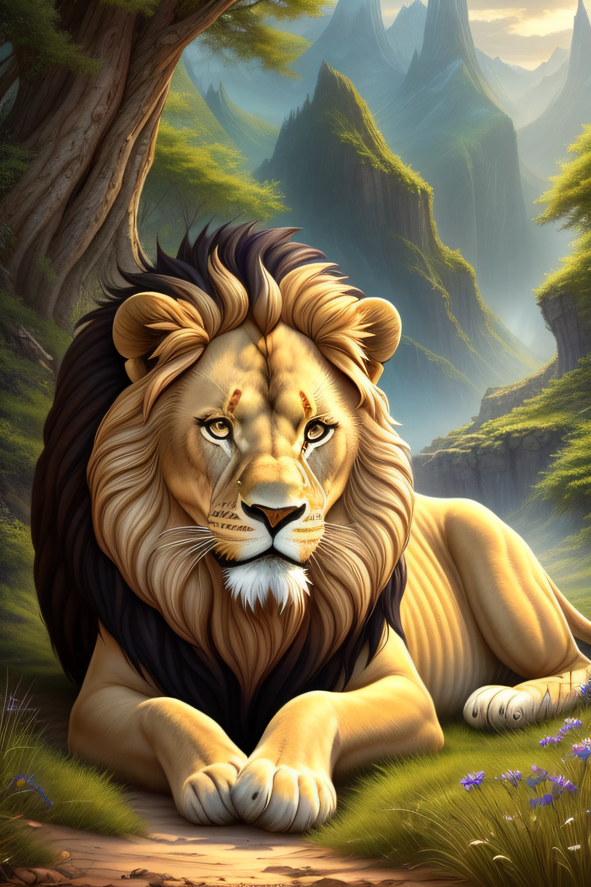 high-level image quality、hightquality、Fantasyart、the Lion、Beautiful Landscapes