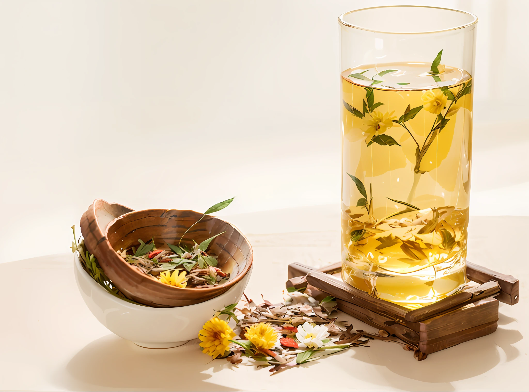 Clear liver and clear eye tea, pure Chinese medicine production, made of chrysanthemum, cassia seed, honeysuckle, dandelion root, burdock, goji berry and other ingredients, together with soaking water to drink, chrysanthemum can calm the liver and clear the eyes, clear heat and detoxify, disperse wind and clear heat; Cassia seeds have a good liver nourishing effect, can clear the liver and eyes, reduce liver fire, very suitable for people who often stay up late.