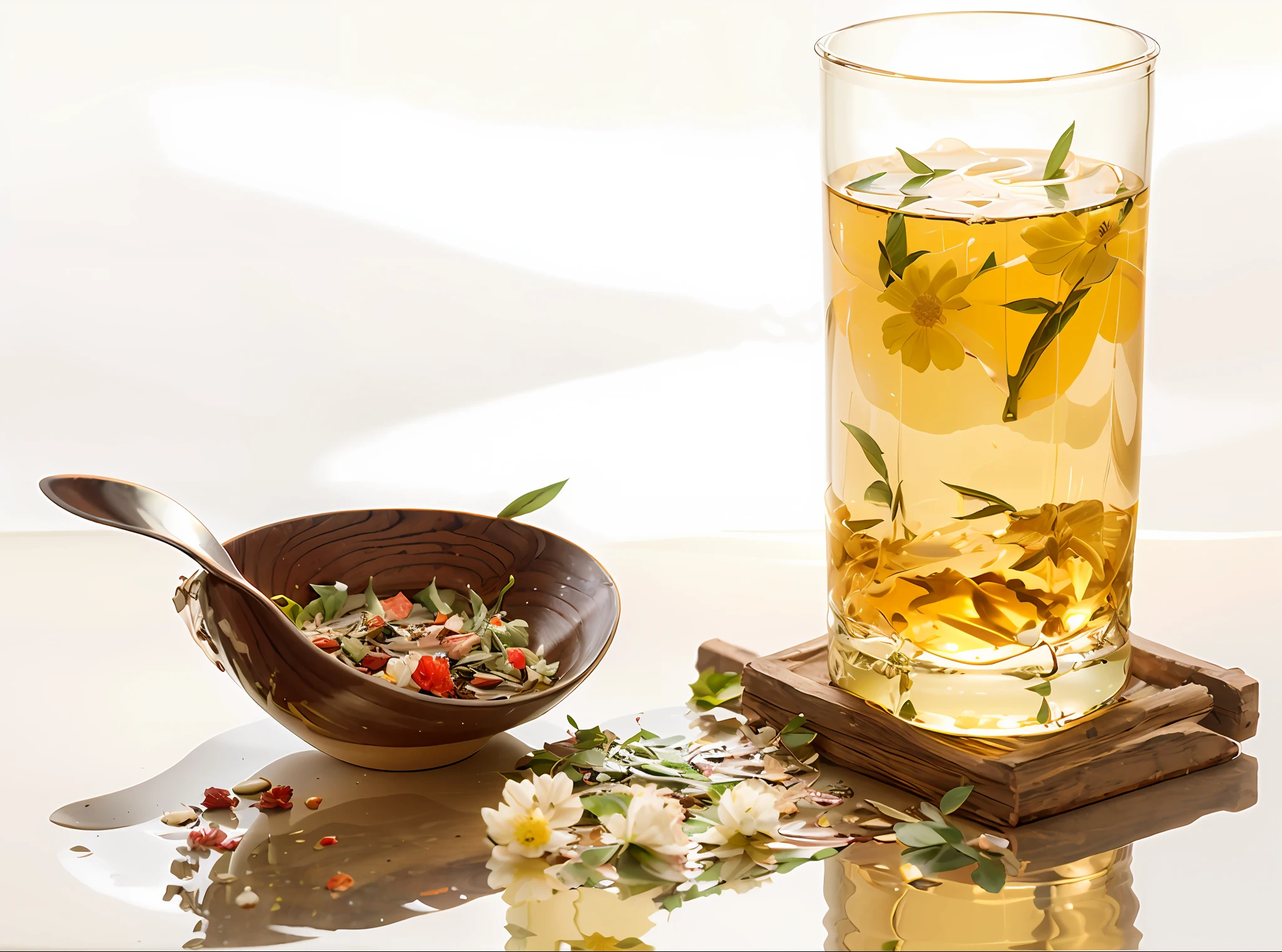 Clear liver and clear eye tea, pure Chinese medicine production, made of chrysanthemum, cassia seed, honeysuckle, dandelion root, burdock, goji berry and other ingredients, together with soaking water to drink, chrysanthemum can calm the liver and clear the eyes, clear heat and detoxify, disperse wind and clear heat; Cassia seeds have a good liver nourishing effect, can clear the liver and eyes, reduce liver fire, very suitable for people who often stay up late.