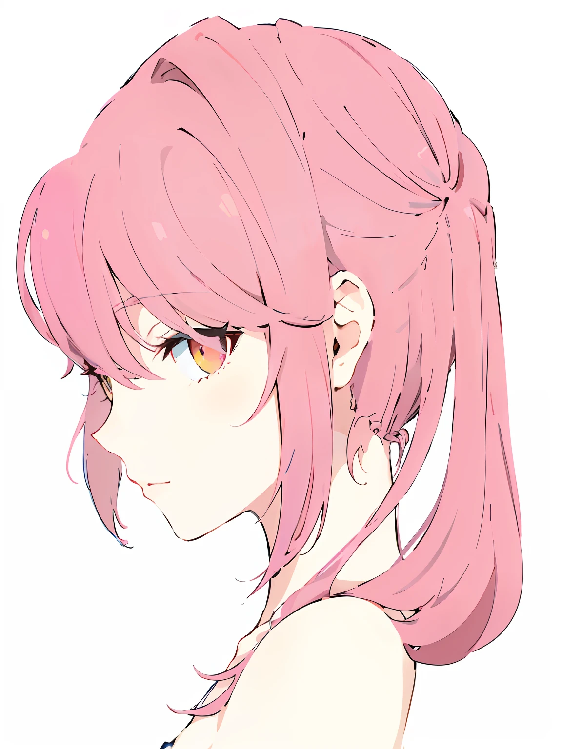 Super beautiful, Two-dimensional style, sideface, (Pink hair:1.2),(Golden eyes:1.1),(Beautiful face:1.3), The light from the back window is backlighted, (Anime style:1.2)