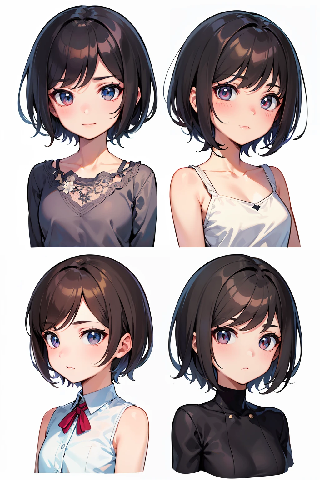 Short hair brown star eyes anime comic style cute