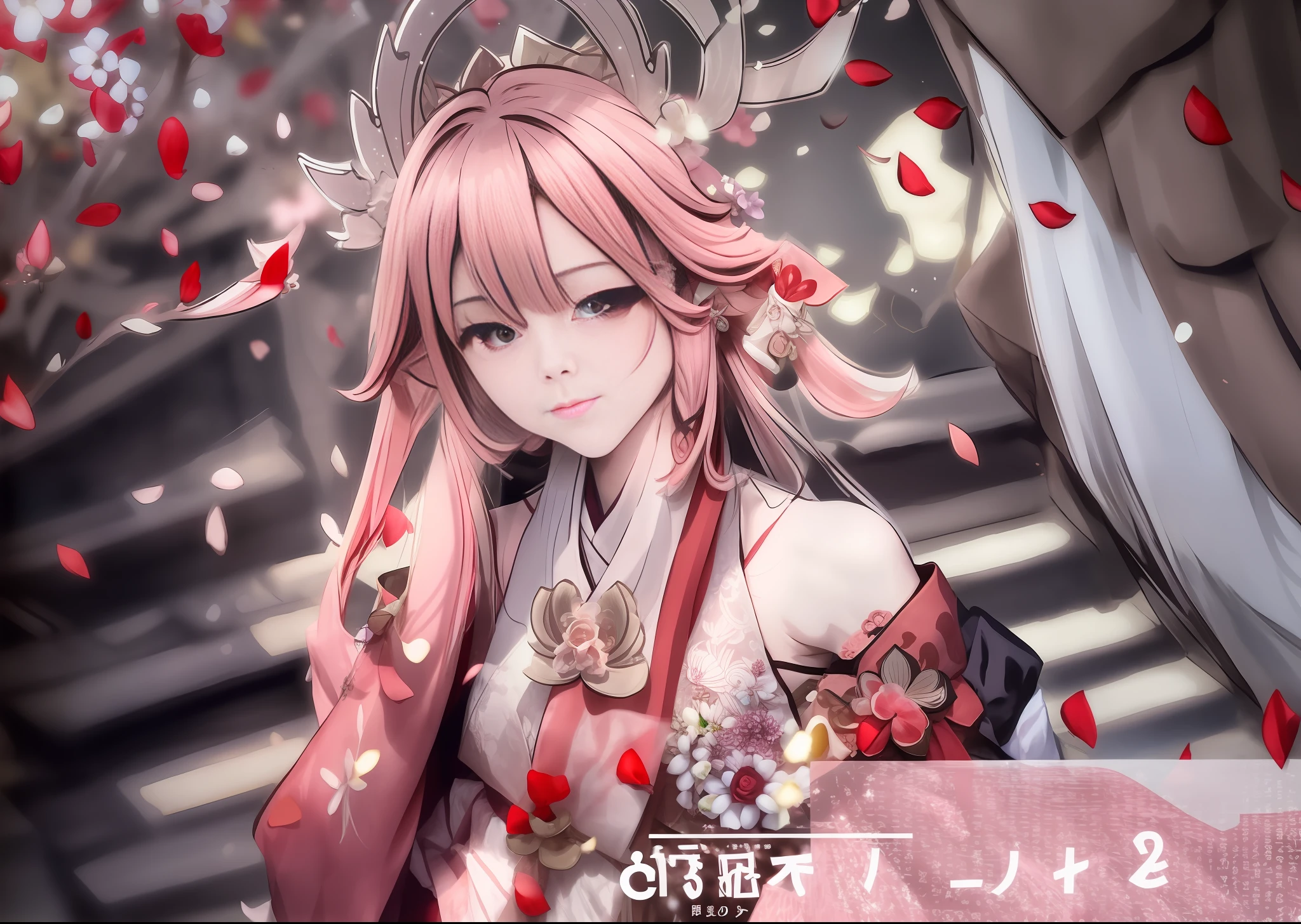 Genshin Yae Miko has flowers behind the wedding of the flower