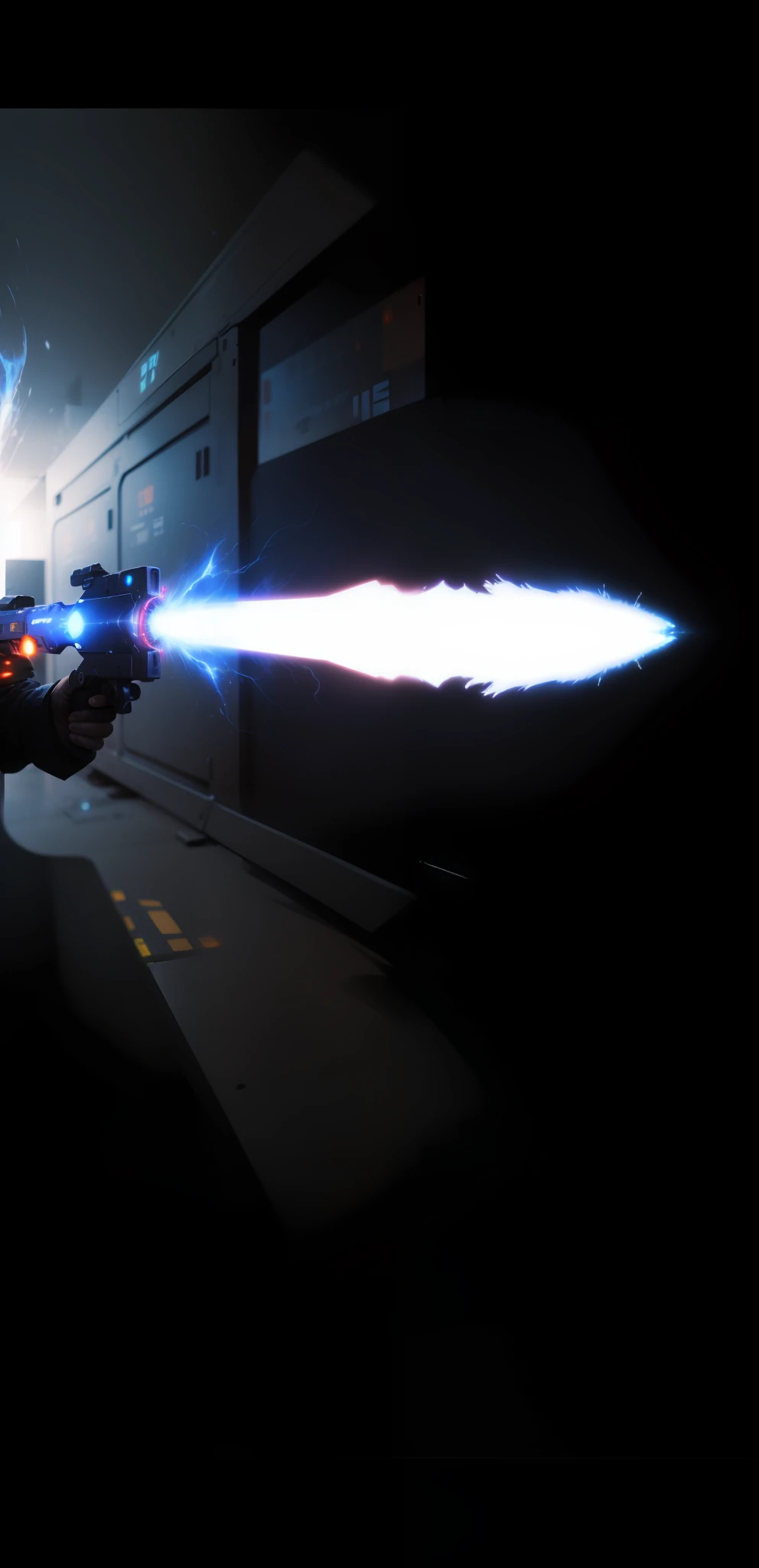 A plasma pistol that fires high-temperature, high-energy blue plasma