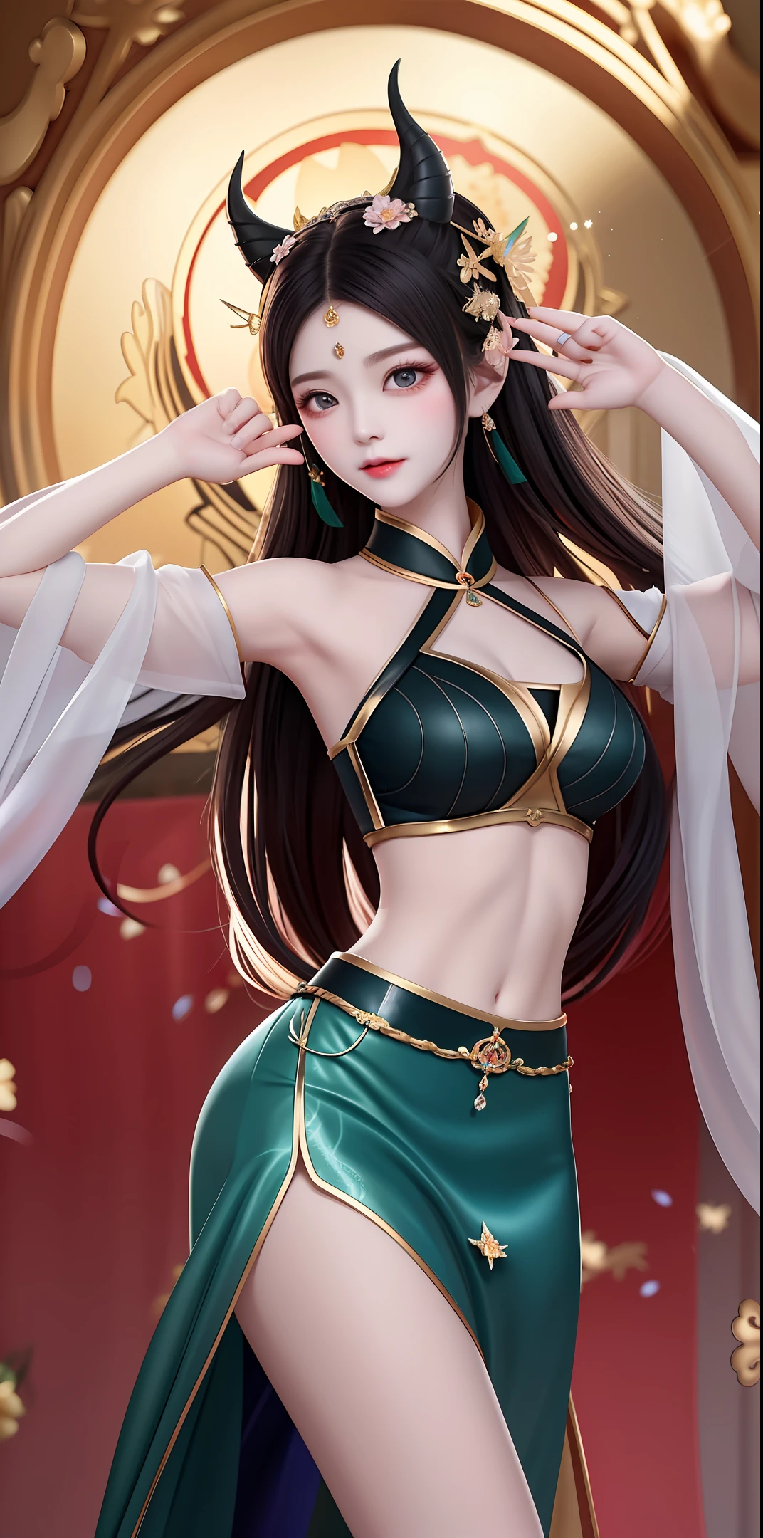 She is like the first bloom of a divine lotus，The body is crystalline，Black hair fluttering，Fierce and light，The pupils of the eyes shine like black gems，Dai brow curved，A little frown，There are 10,000 flavors。

￼
The clothes are fluttering，Long skirts dance，The curves that outline the proud jade Xiu undulating，Wonderful，It can be called the figure of the devil，It can be described as seductive。
But，The jade body shimmers with holy brilliance，Absolutely sexy and moving，But there is such an aura shrouded，Half angels，Half witch，Make people feel wrong。