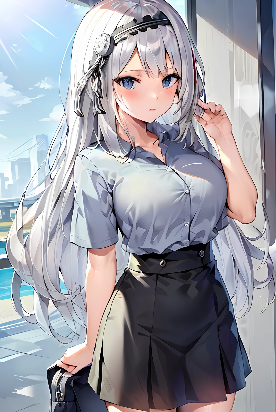 aseprite,whaite hair,schoolgirls,Slim waist,No leakage of big breasts
