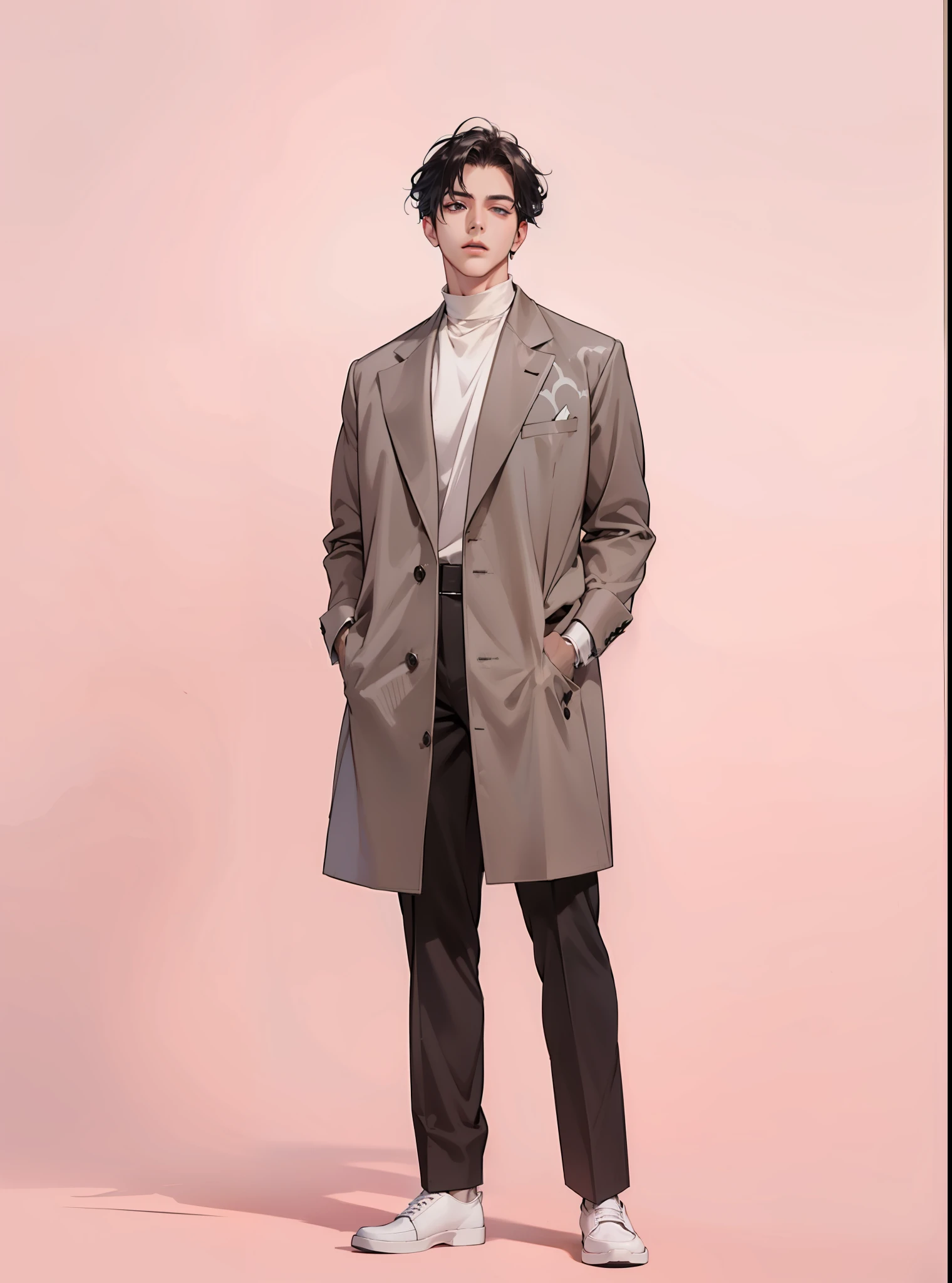 there is a man with a white button up shirt posing, photorealistic perfect body, :: high detail, realistic shaded perfect body, prefect body, beautiful handsome body, handsome stunning realistic, sexy body, smooth translucent white skin, lean body, south korean male, realistic body, handsome anime pose, inspired by Yanjun Cheng, beautiful, prince, demon slayer art