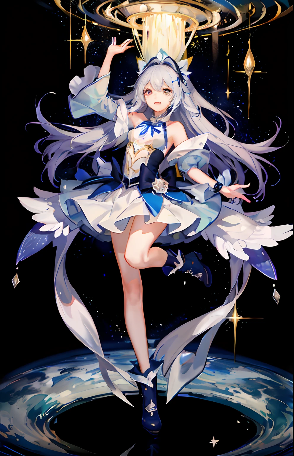 Luo Tianyi,Ice surface,dance,rnlong hair,starrysky,There are some woods next to it,Beautiful