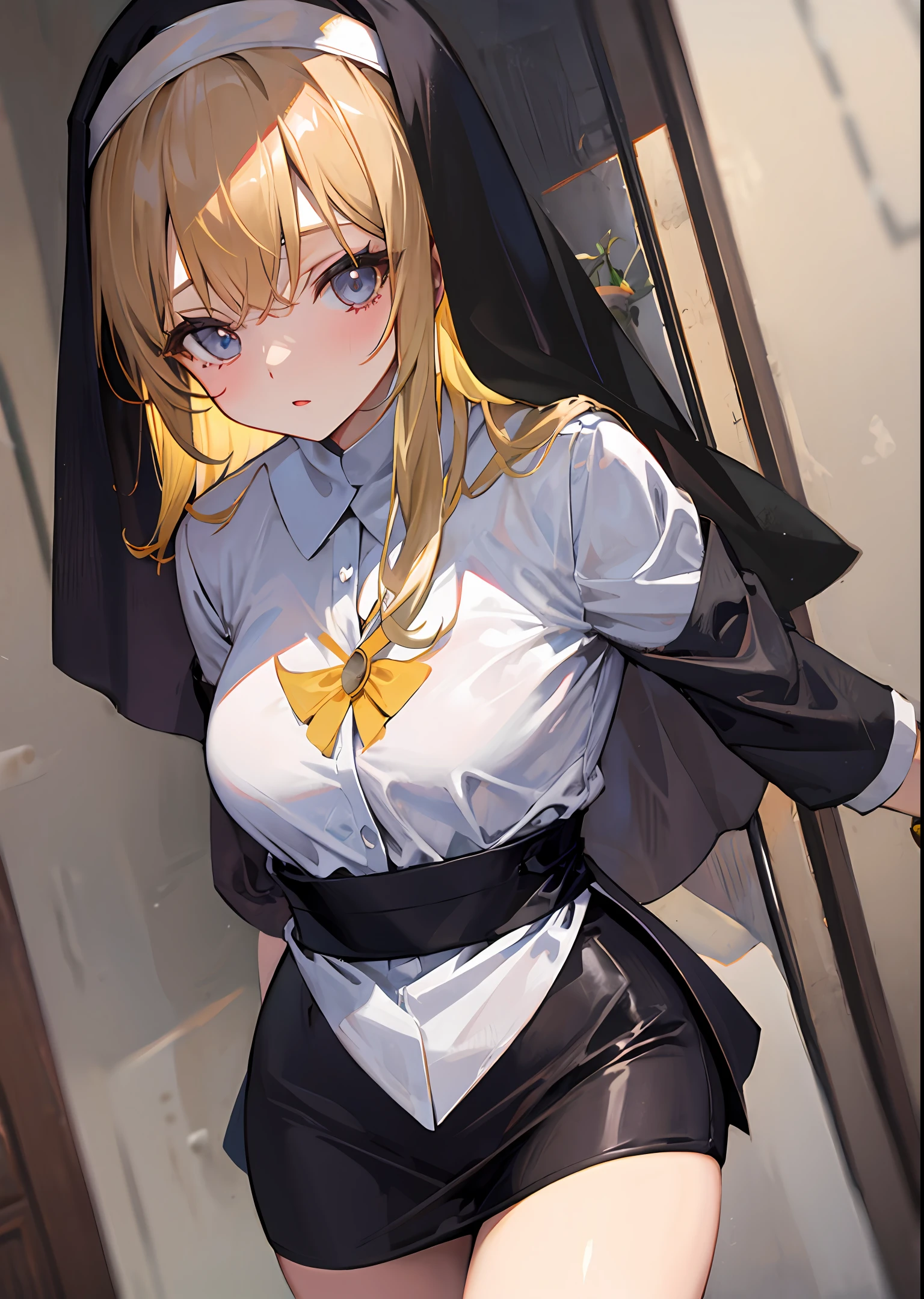Sexy nun black silk skirt