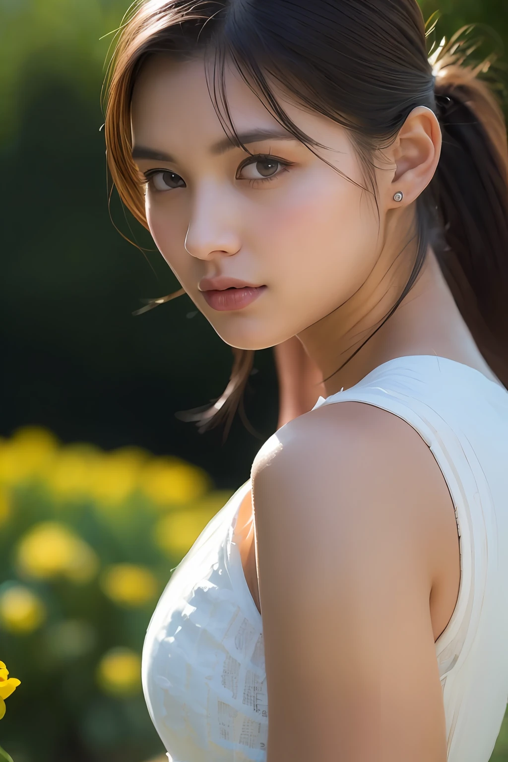 (8K、Top image quality:1.2)、(​masterpiece:1.37)、(a picture、Hphotorealistic:1.37)、(The ultra-Highres)、A half body、Walking Pose、Shooting from front、slow motion、(Insanely detailed、bloom:1.5)、(highest  quality、Alessandro Casa Grande、Gregglettkowski、Sallyman、concept-art、4K)、(analogue:1.2)、(High- sharpness)、(Detailed pupils:1.1)、detailed faces and eyes、 ​masterpiece、highest  quality、(extremely detailed photo:1.1)、(poneyTail、Trance:1.1)、(infp young woman:1.1)、sharp、(Perfect body:1.1)、realisitic、realistic shadow、3D、Arms crossed over the chest
photographing:Canon EOS R6、135 mm、1/1250 seconds、F2.8、ISO 400