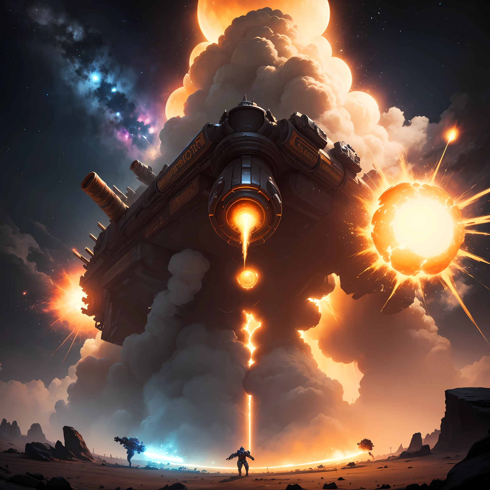 StarCraft 2: Humans shoot with guns, and Star Spirits fight with Zerg, and the background is a nuclear bomb explosion,The sky is where starships fire at each other --auto