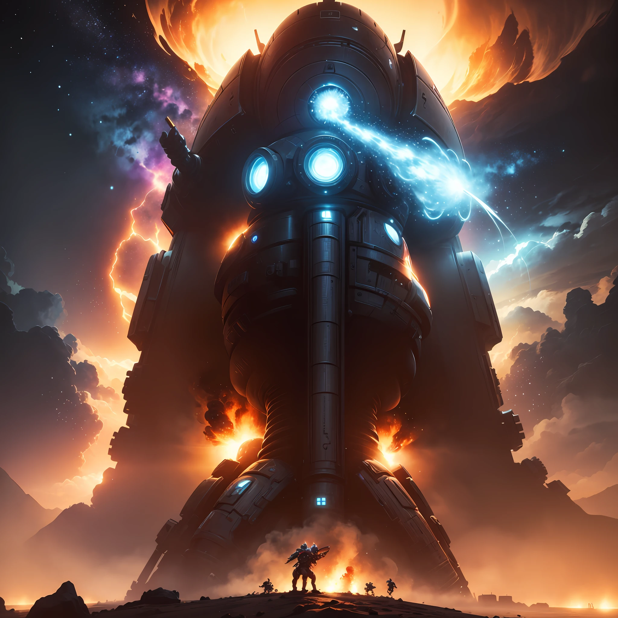 StarCraft 2: Humans shoot with guns, and Star Spirits fight with Zerg, and the background is a nuclear bomb explosion,The sky is where starships fire at each other --auto