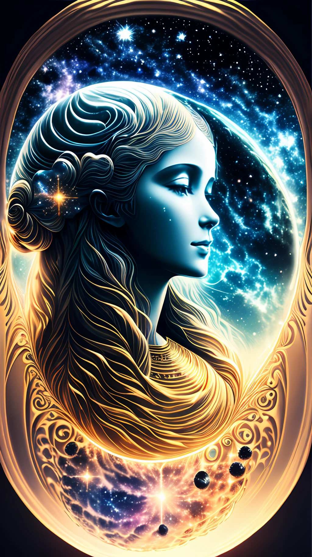 celestial goddess, floating, galaxy,nebula