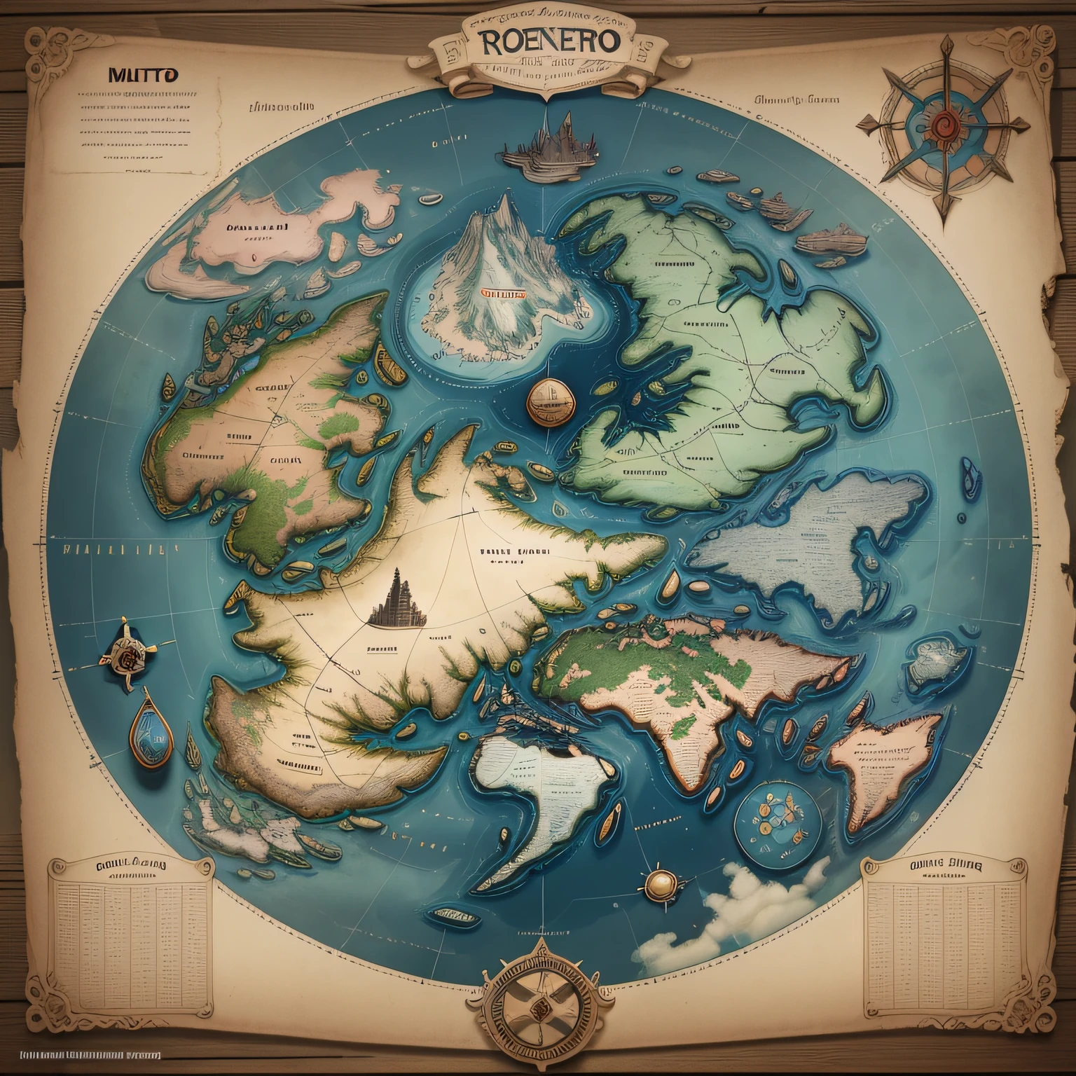 An rpg map of the region, (muito detalhado), (melhor qualidade), (best illustration) com um continente rodeado pelo mar. The continent is divided into 4 kingdoms: O reino humano, o reino dos elfos, The Kingdom of Demons and the Kingdom of Angels.