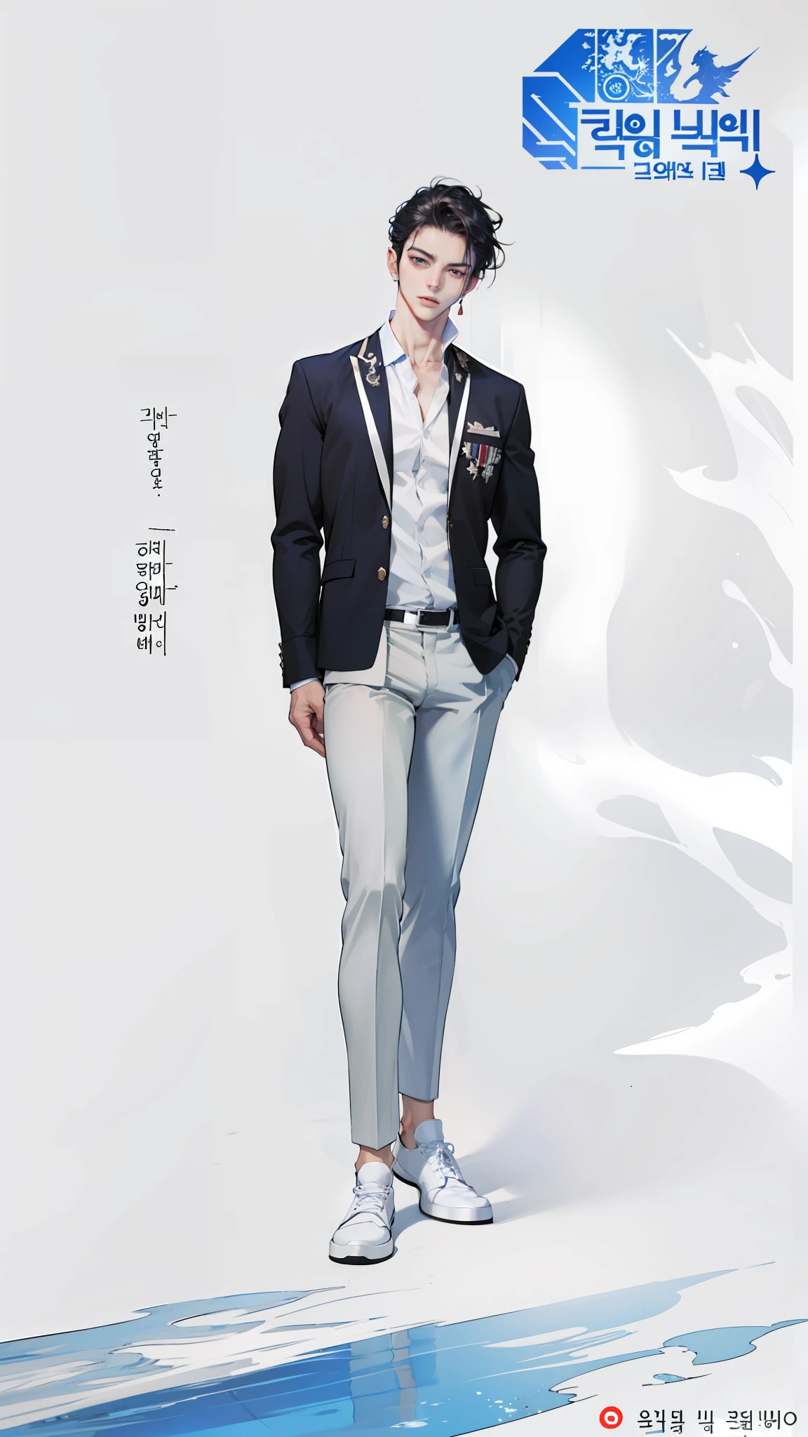 there is a man with a white button up shirt posing, photorealistic perfect body, :: high detail, realistic shaded perfect body, prefect body, beautiful handsome body, handsome stunning realistic, sexy body, smooth translucent white skin, lean body, south korean male, realistic body, handsome anime pose, inspired by Yanjun Cheng, beautiful, prince, demon slayer art