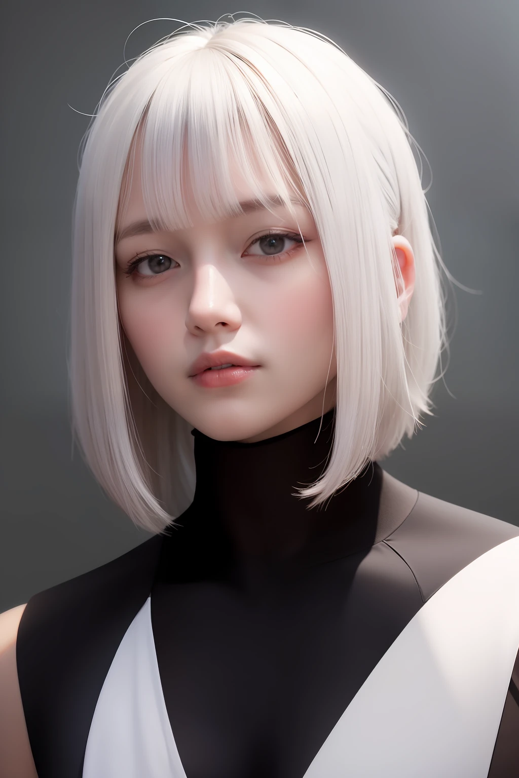 Ultra-clear white hair real person
