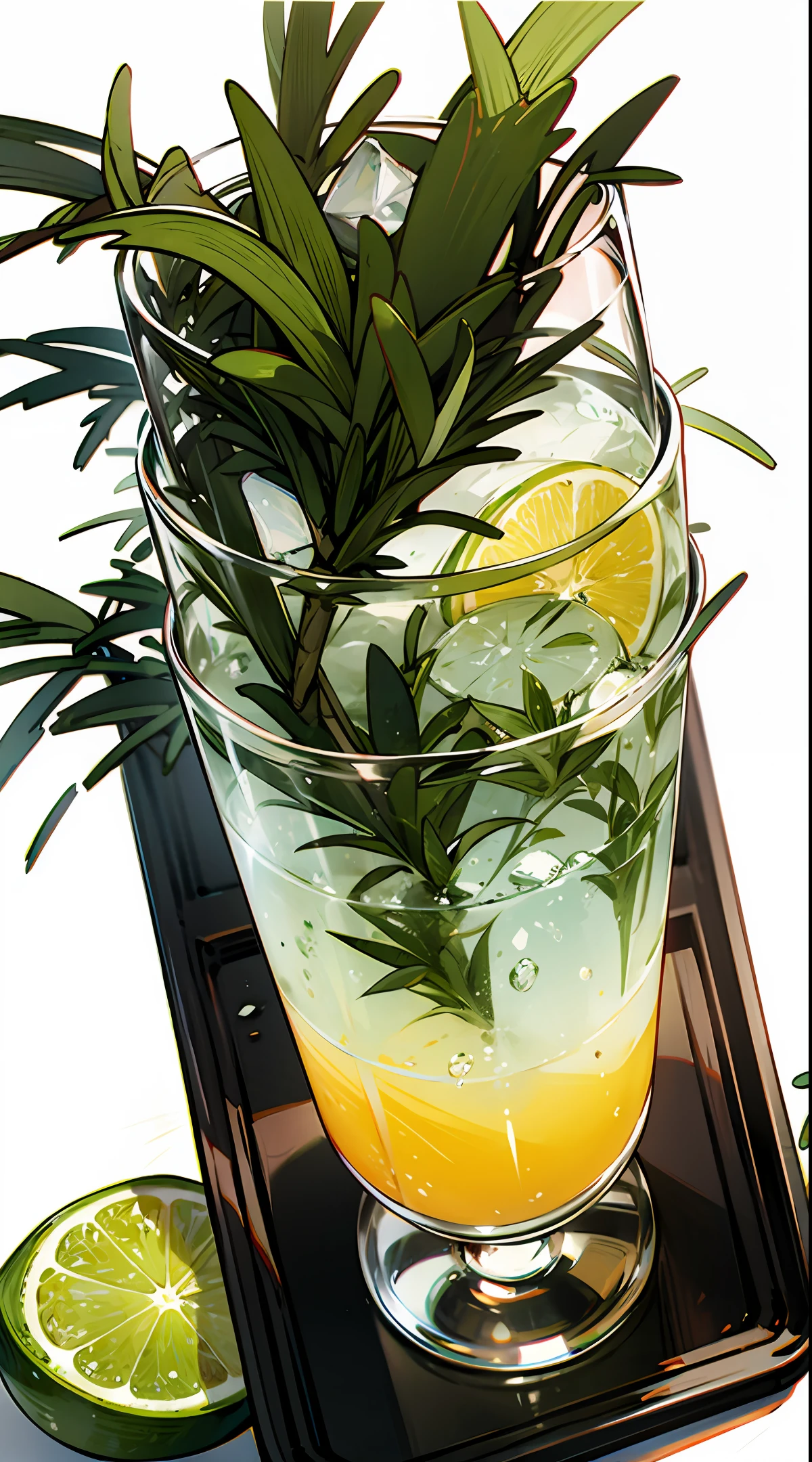 A gin and tonic cocktail with rosemary