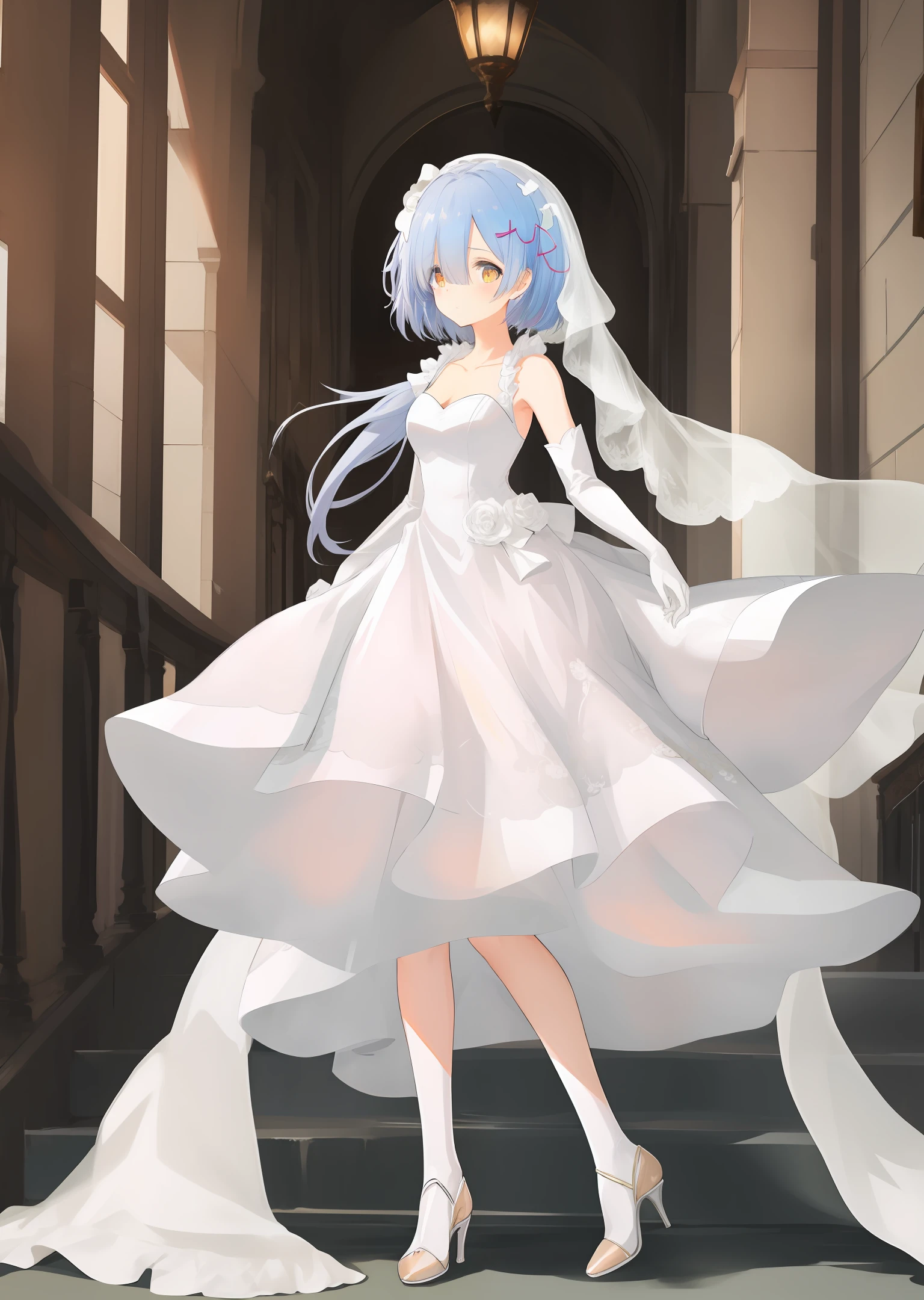 Rem in a wedding dress