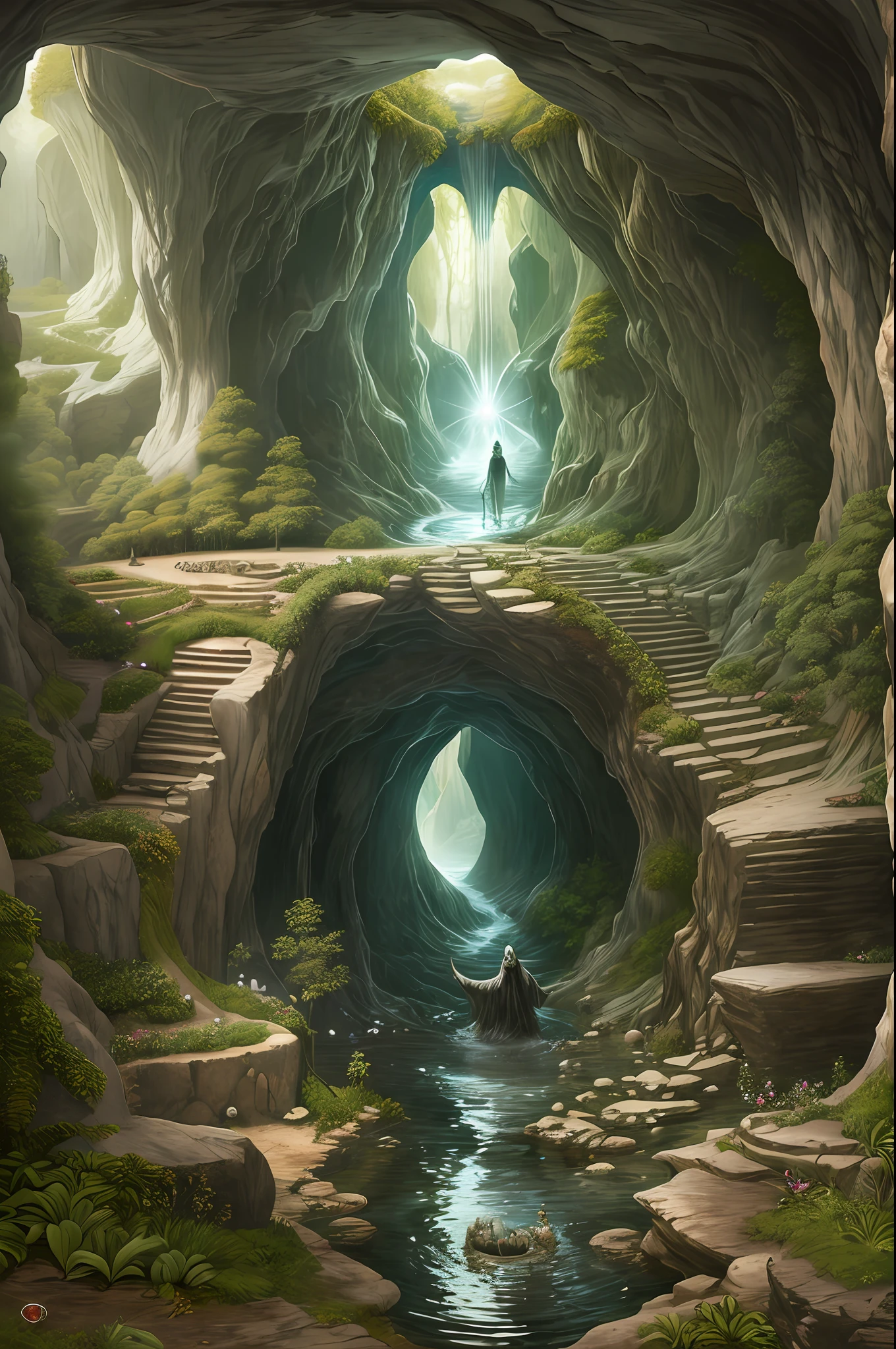 Water ghost in the ancient cave,   by wjqleonardo,