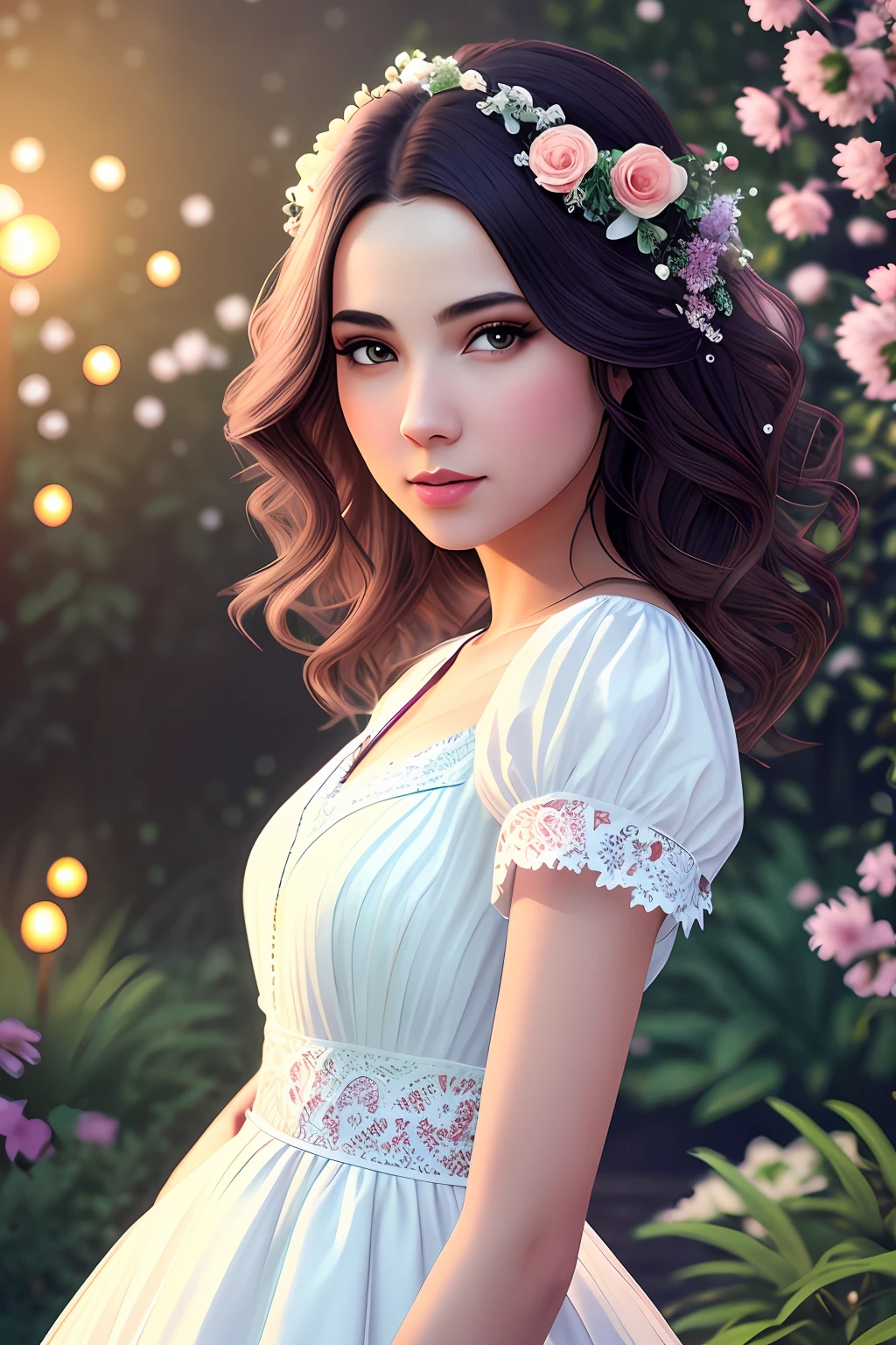 A girl holding flowers, colorful balloons floating in the sky, meadow, dancing, holding flowers, happy, happy, perfect quality, clear focus (clutter-home: 0.8), (masterpiece: 1.2) (Realistic: 1.2) (Bokeh) (Best quality) (Detailed skin: 1.3) (Intricate details) (8K) (Detail Eyes) (Sharp Focus), (Happy)