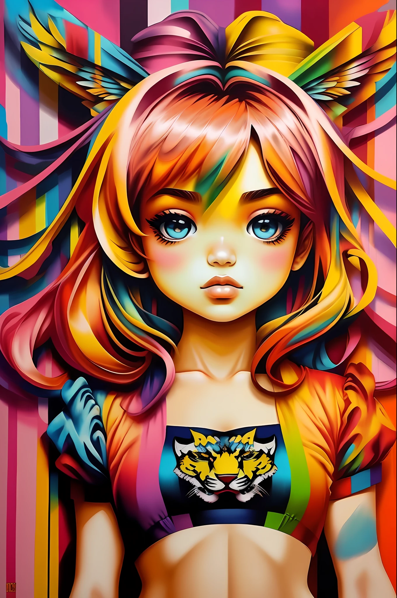 (Pantera Cor de Rosa),  Eduardo Kobra acolchoamento ,multidimensional geometric PORTRAIT wall, arte, chibi,
yang08k, lindo,
obras-primas, qualidade superior, melhor qualidade, arte oficial, beautiful and aesthetic,