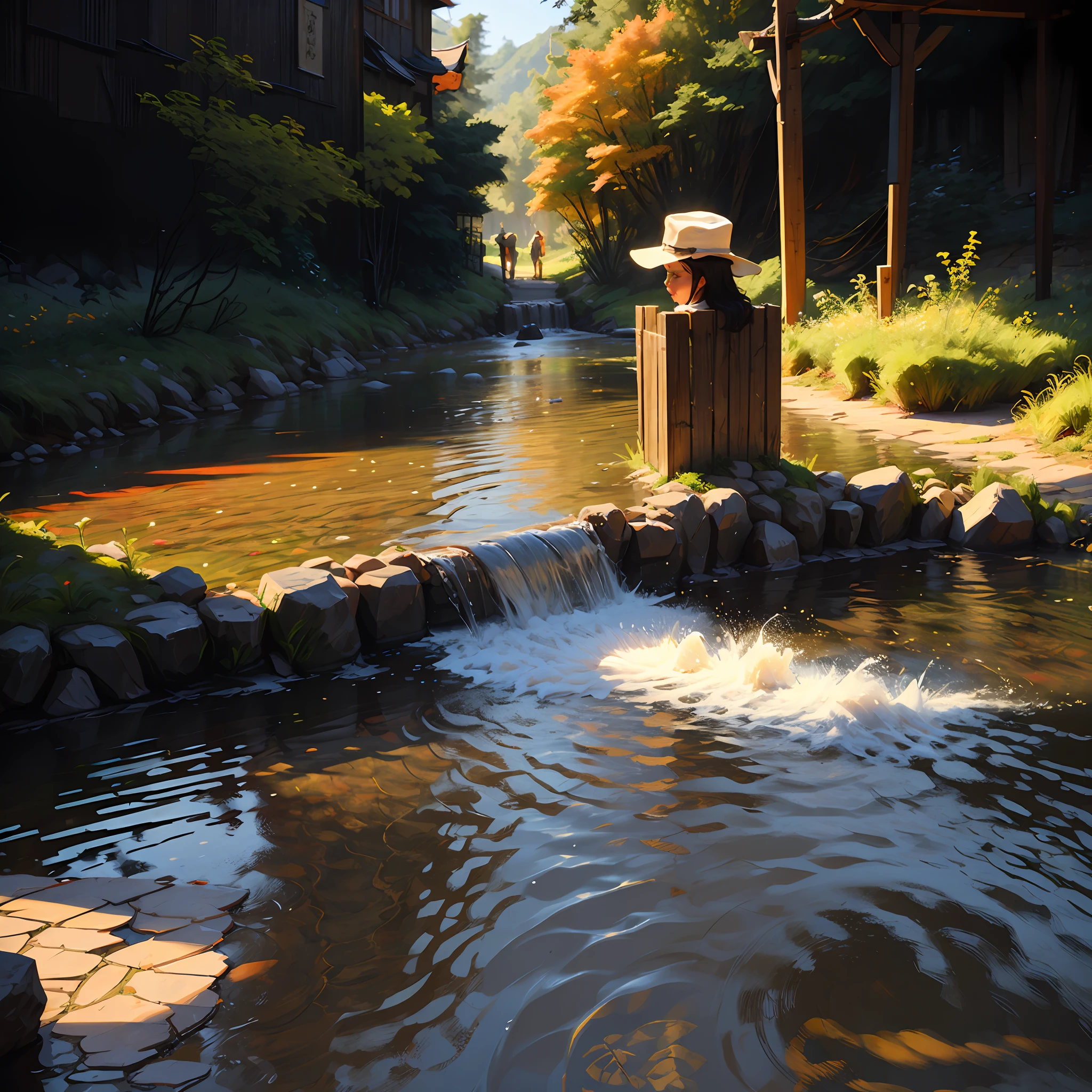 Stream,夏天,Double water play,Hats --auto