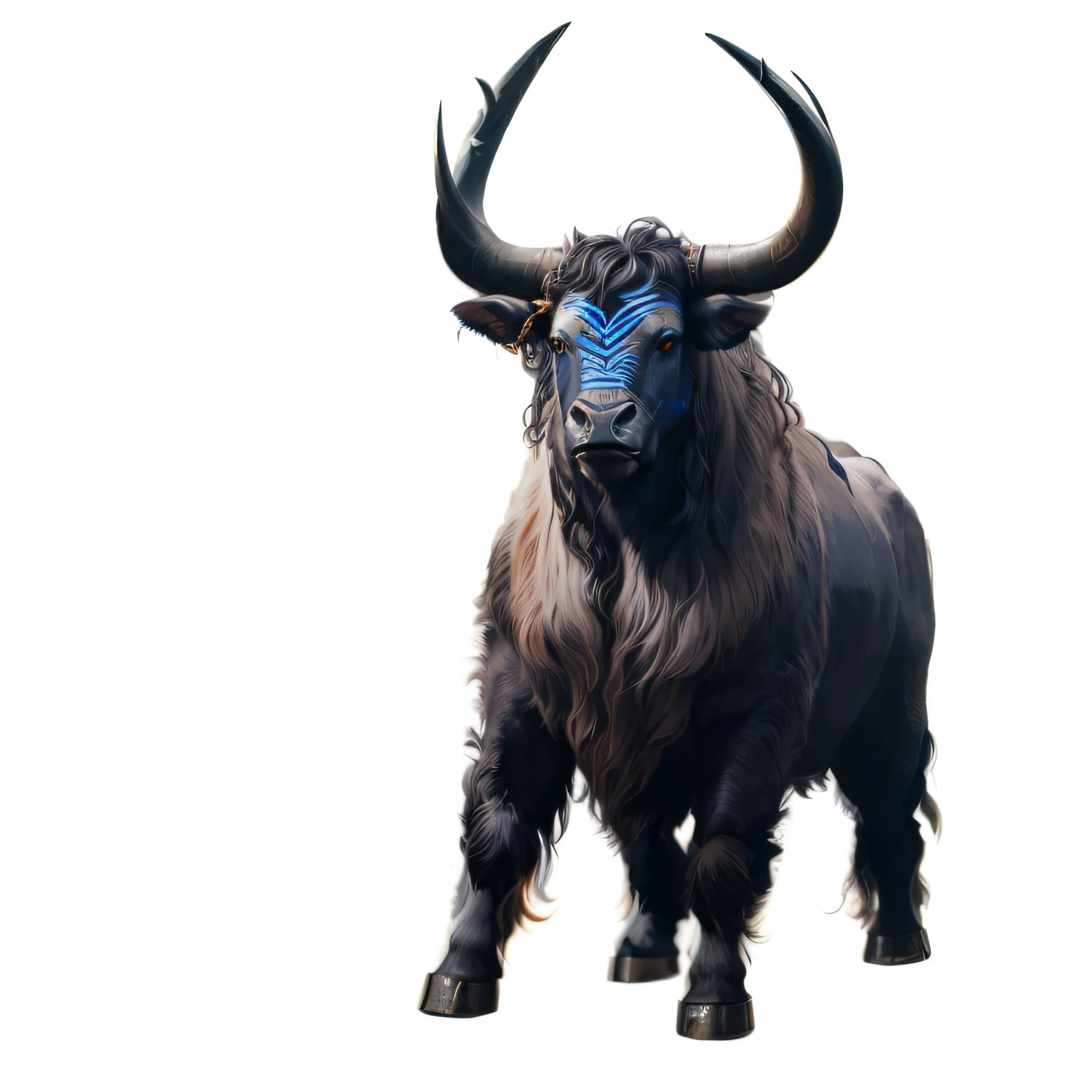 The horns of the bull's head are deformed