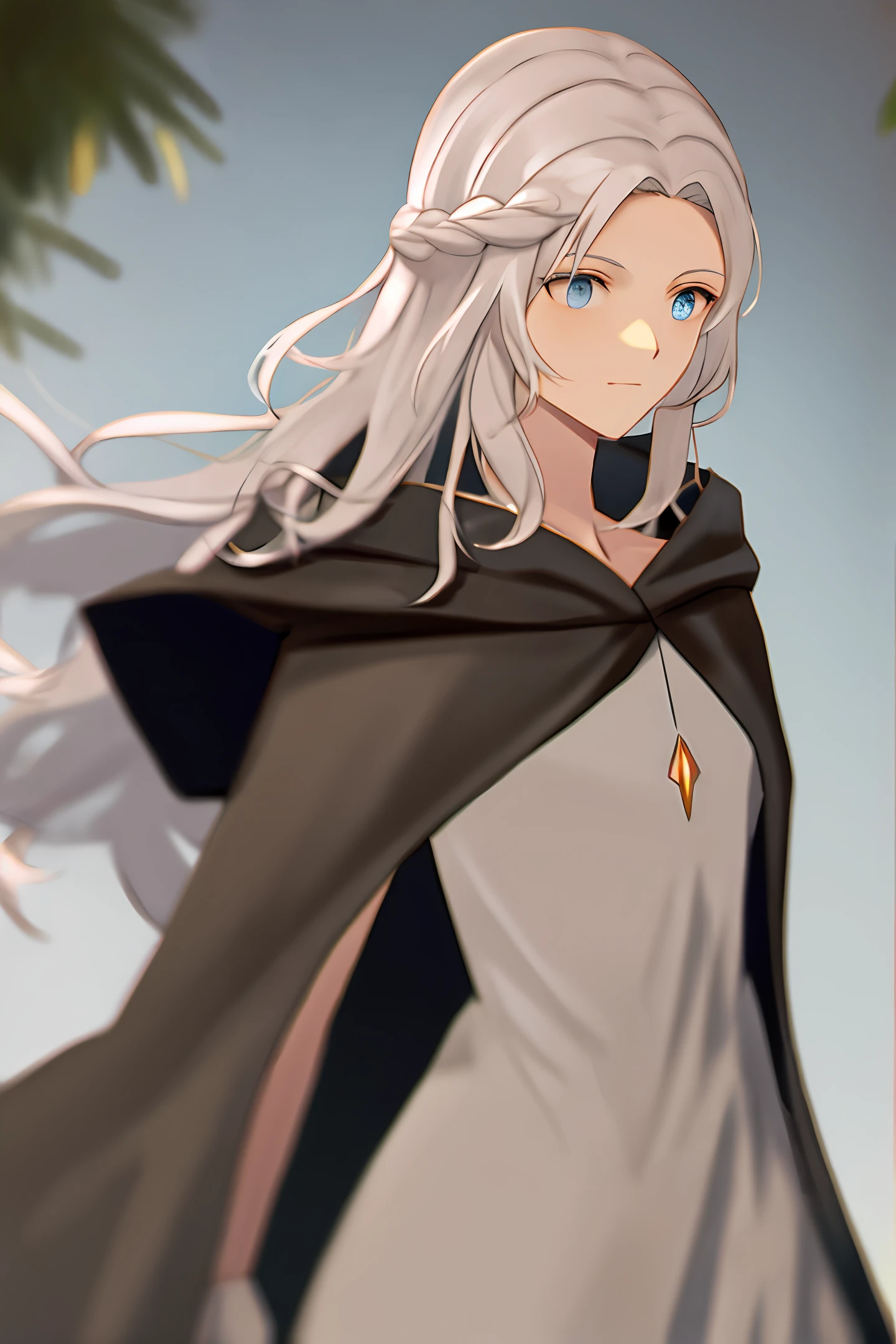 Nude white haired witch cloak
