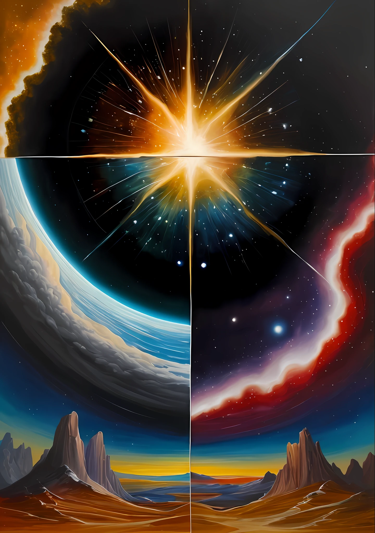 Portray the creation of the world according to the Christian using the Bible as a reference, 4k pintura