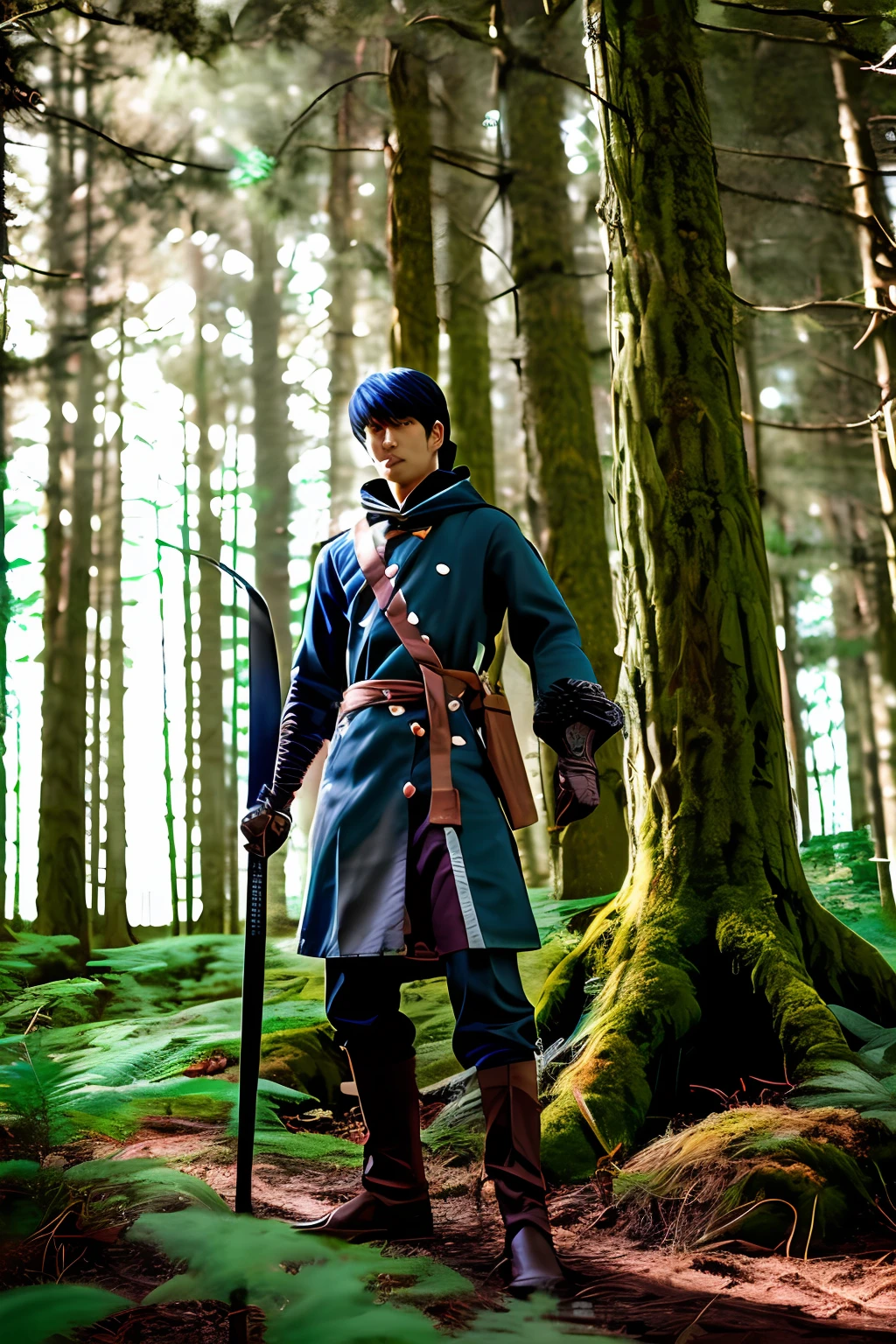 Anime forest swordsman