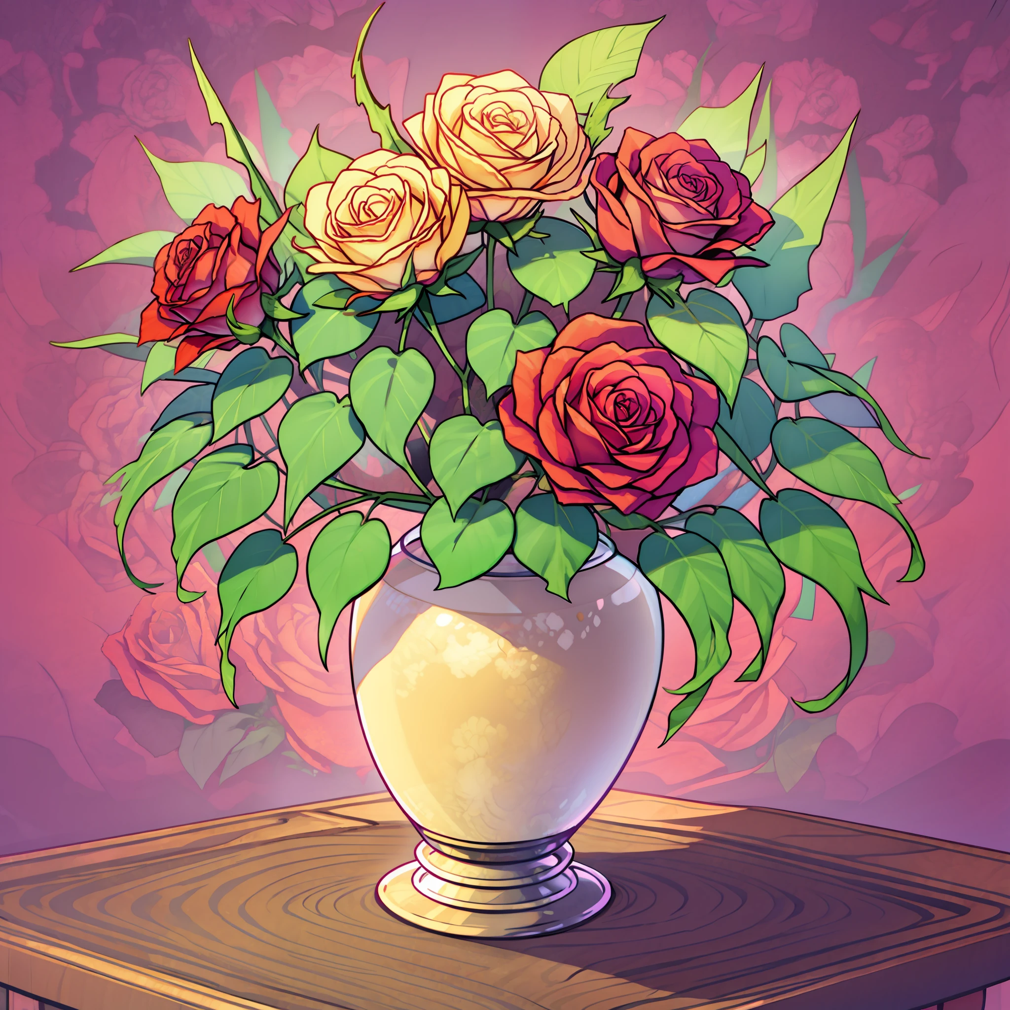 vase of creative roses