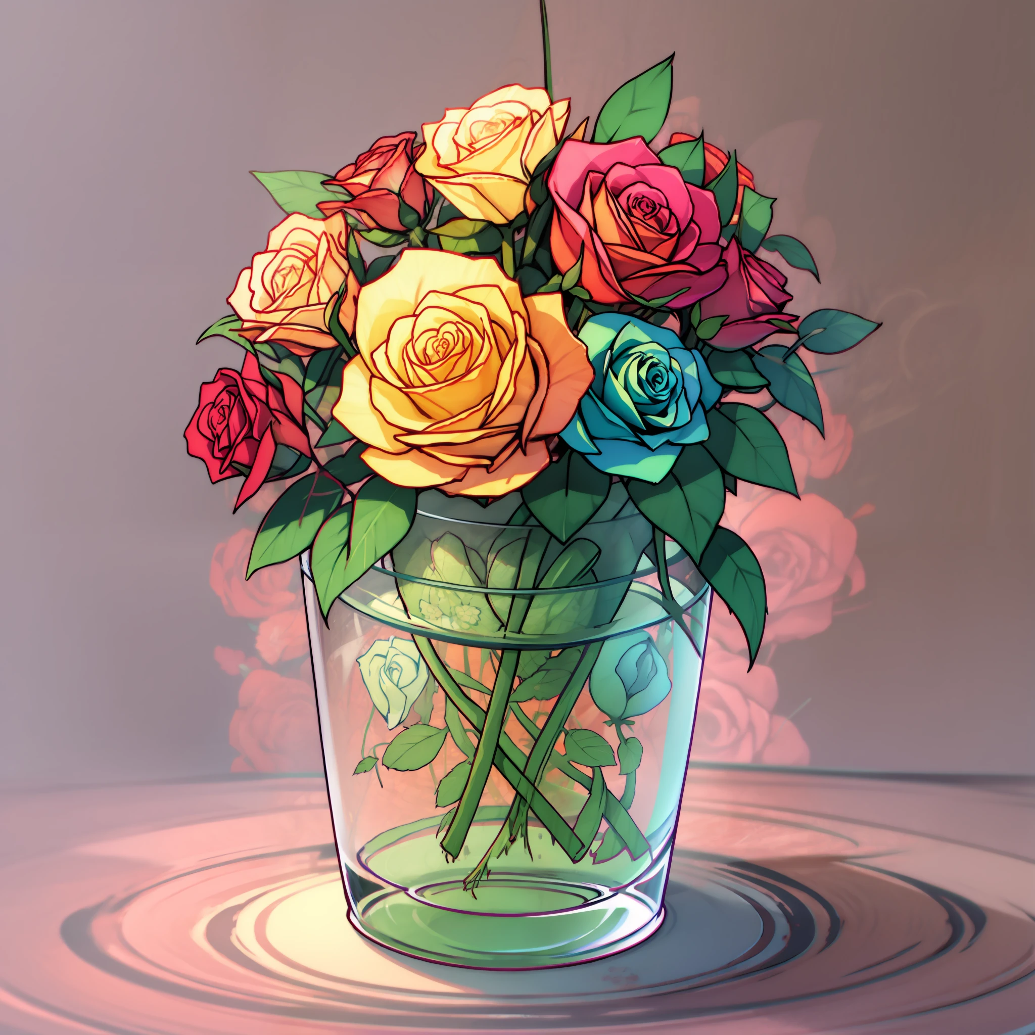 vase of creative roses