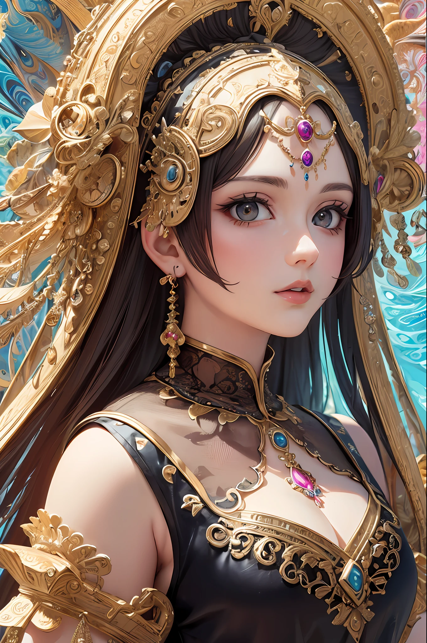 (masterpiece, top quality, best quality, official art, beautiful and aesthetic:1.2), (1girl), extreme detailed,(fractal art:1.3),colorful,highest detailed