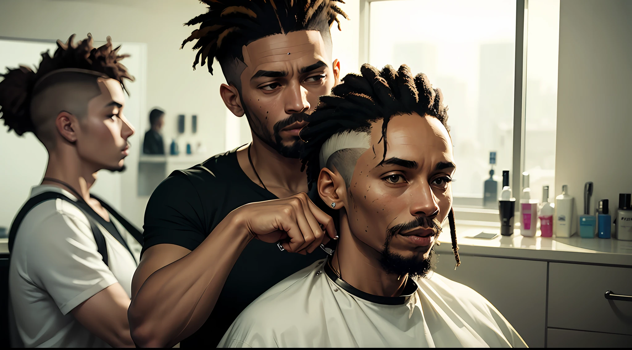 Barber shop Ccom Bob Marley cutting his hair in a beauty salon --auto
