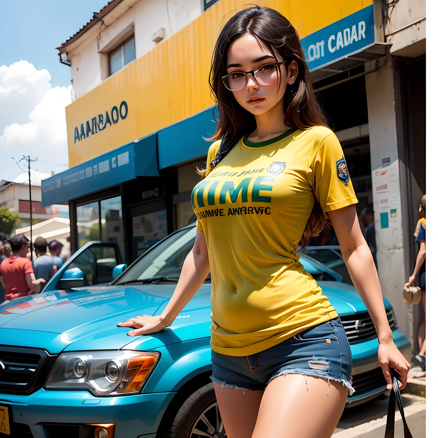 Brazilian girl, com camisa de time amarela, e sem calcinha, pelada -- auto --auto