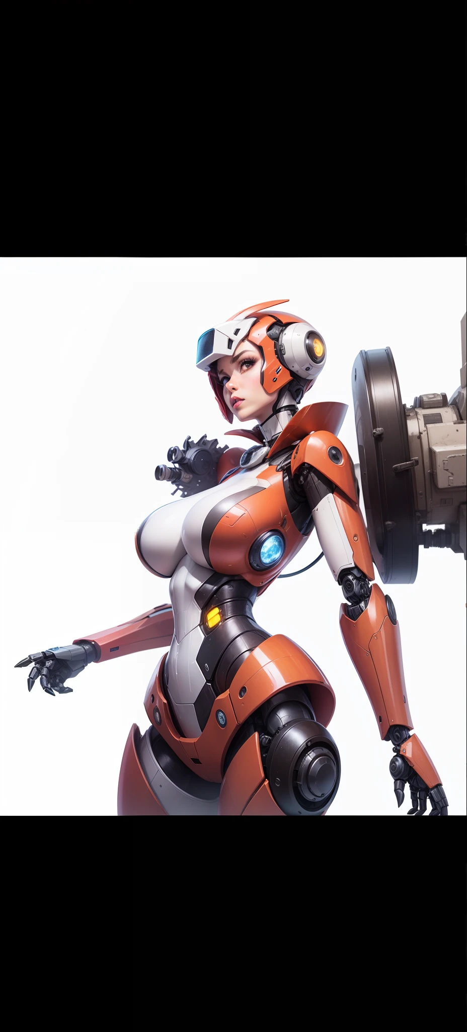 pixilated,female robot,Large breasts