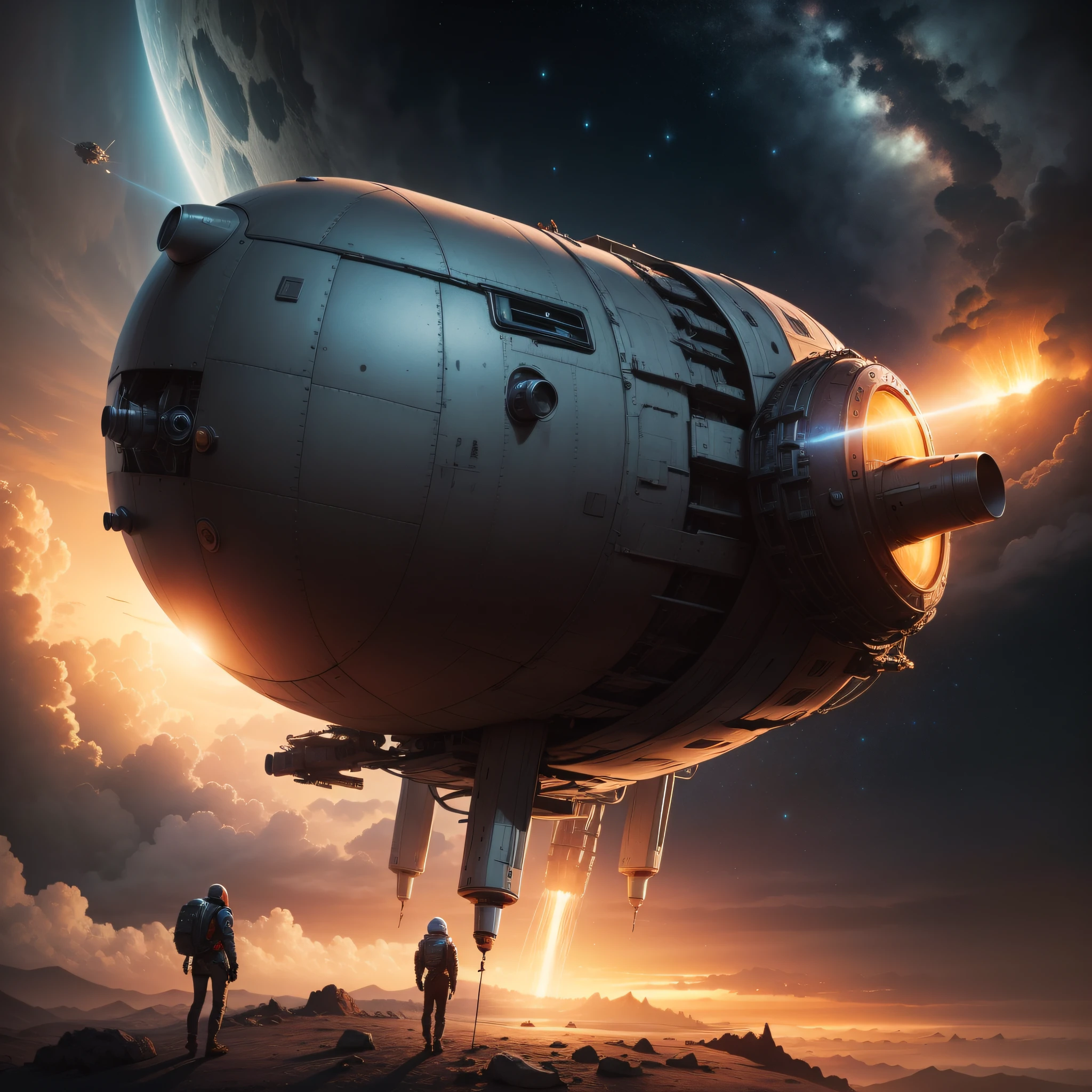 basado en la pelicula phometeus: la inmensa spacecraft prometheus aterriza en un planeta desolado.