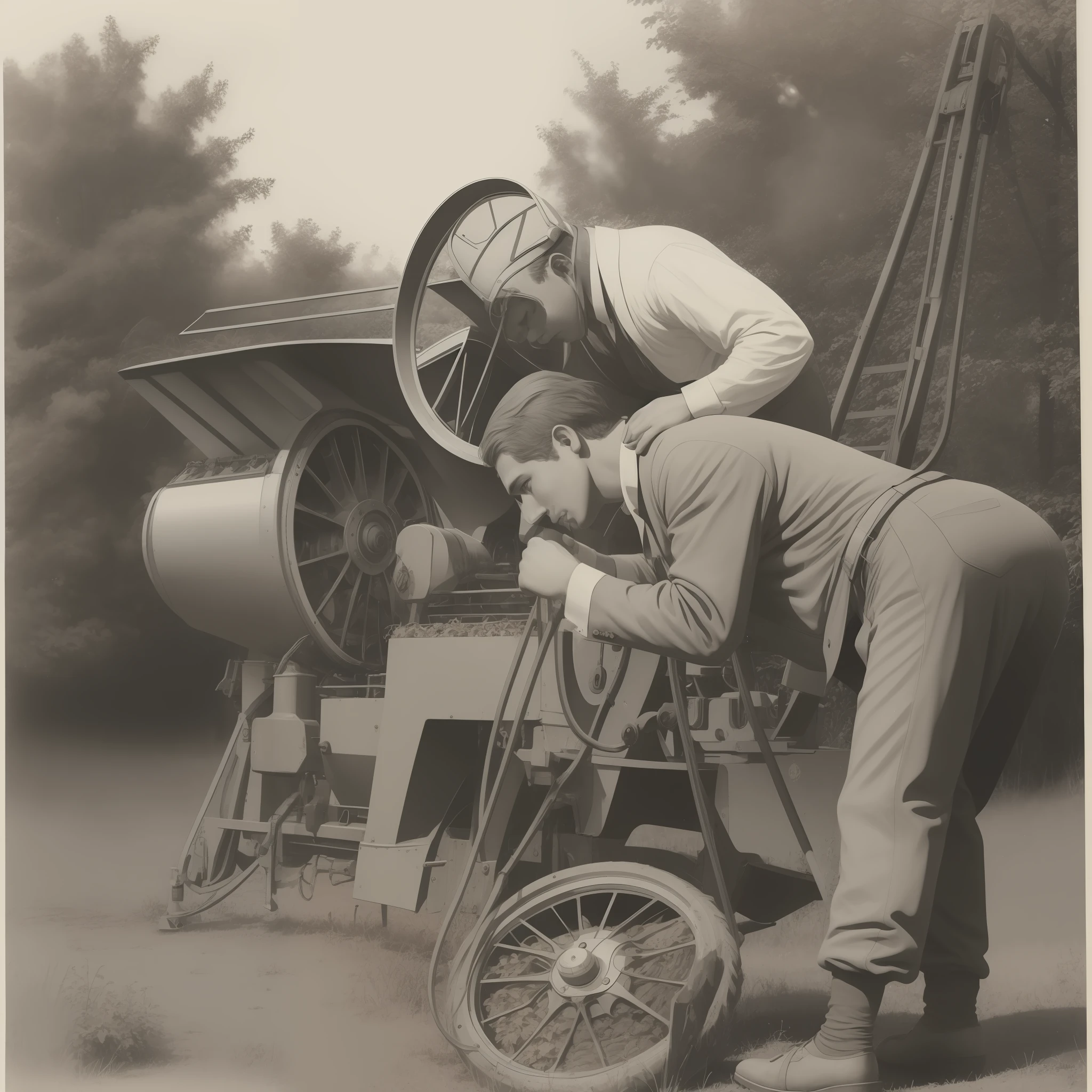 Image of Jerome Case designing new agricultural equipment in the year 1863