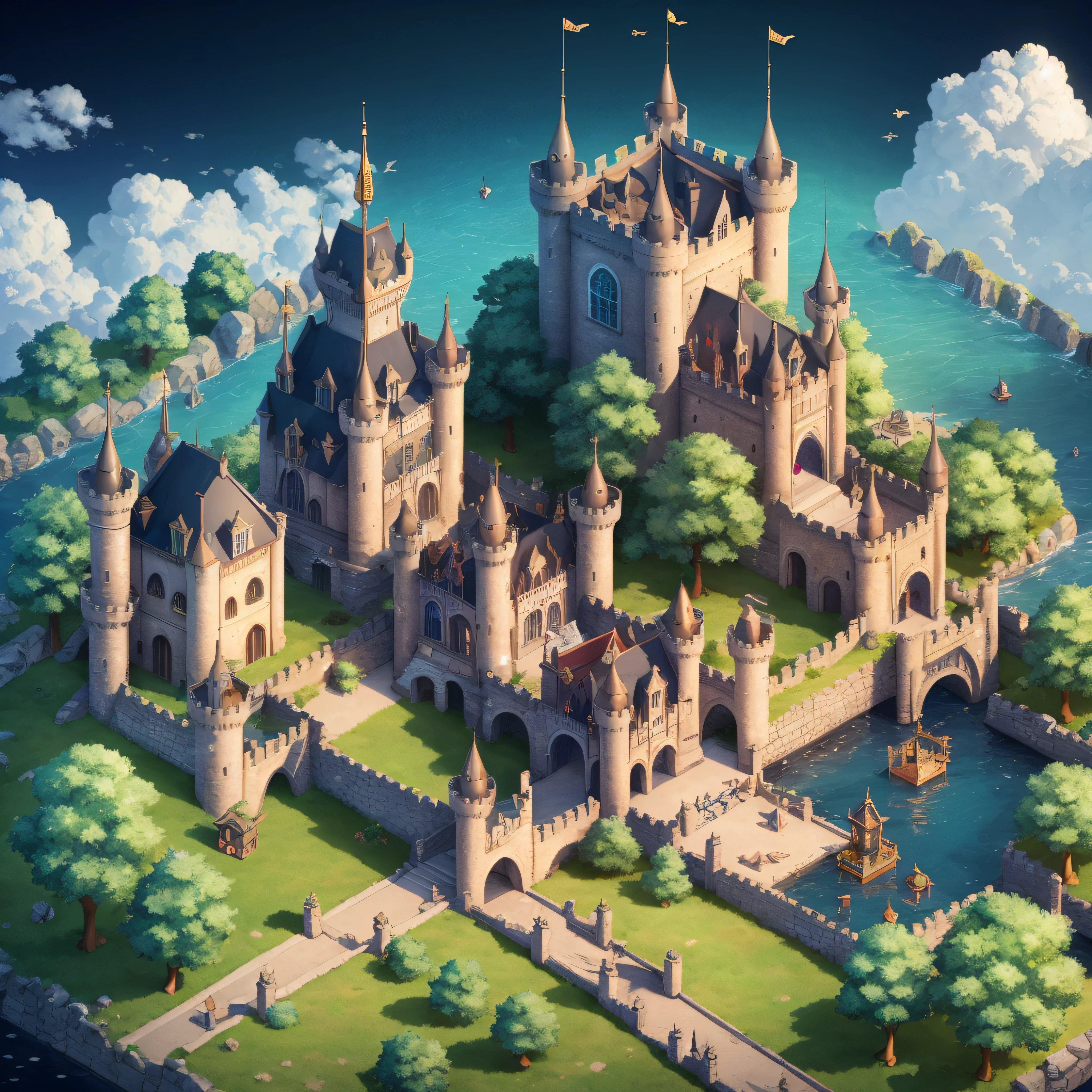 BronzePunkAI isometric castle city --auto