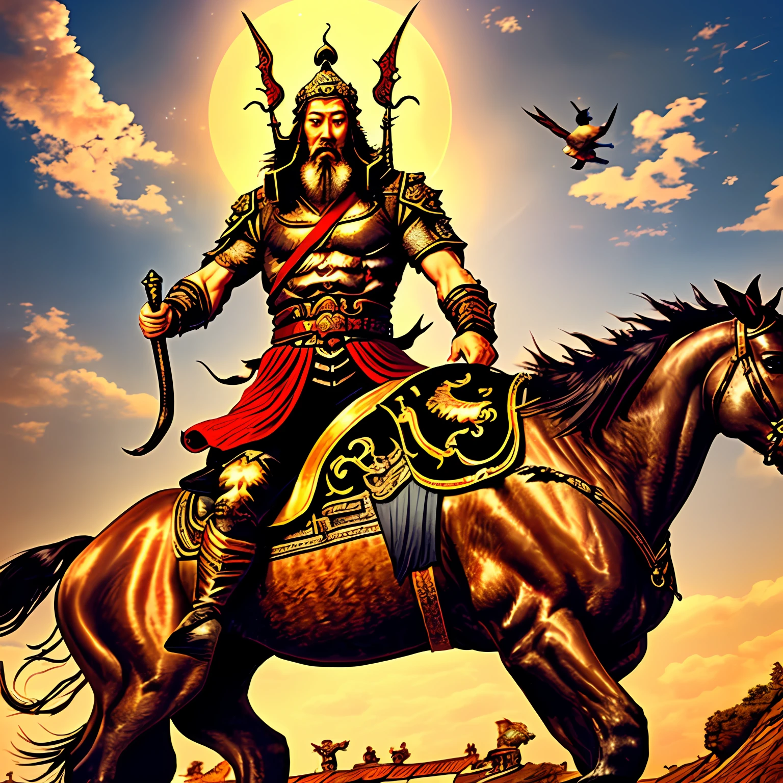 Guan Yu was riding a horse --auto