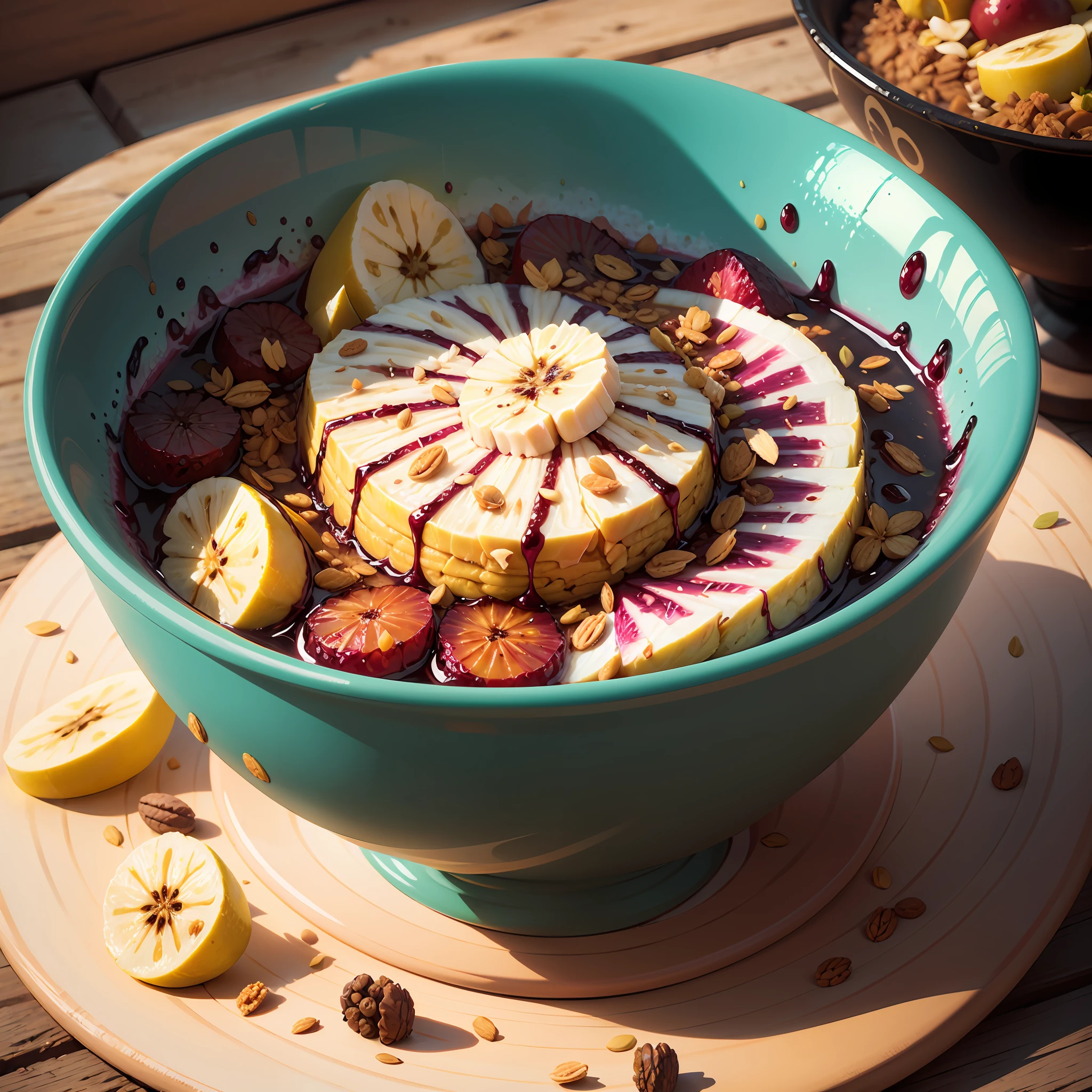 Acai bowl, detalhado, com granola, banana, uva, 8k, extremamente detalhado --auto