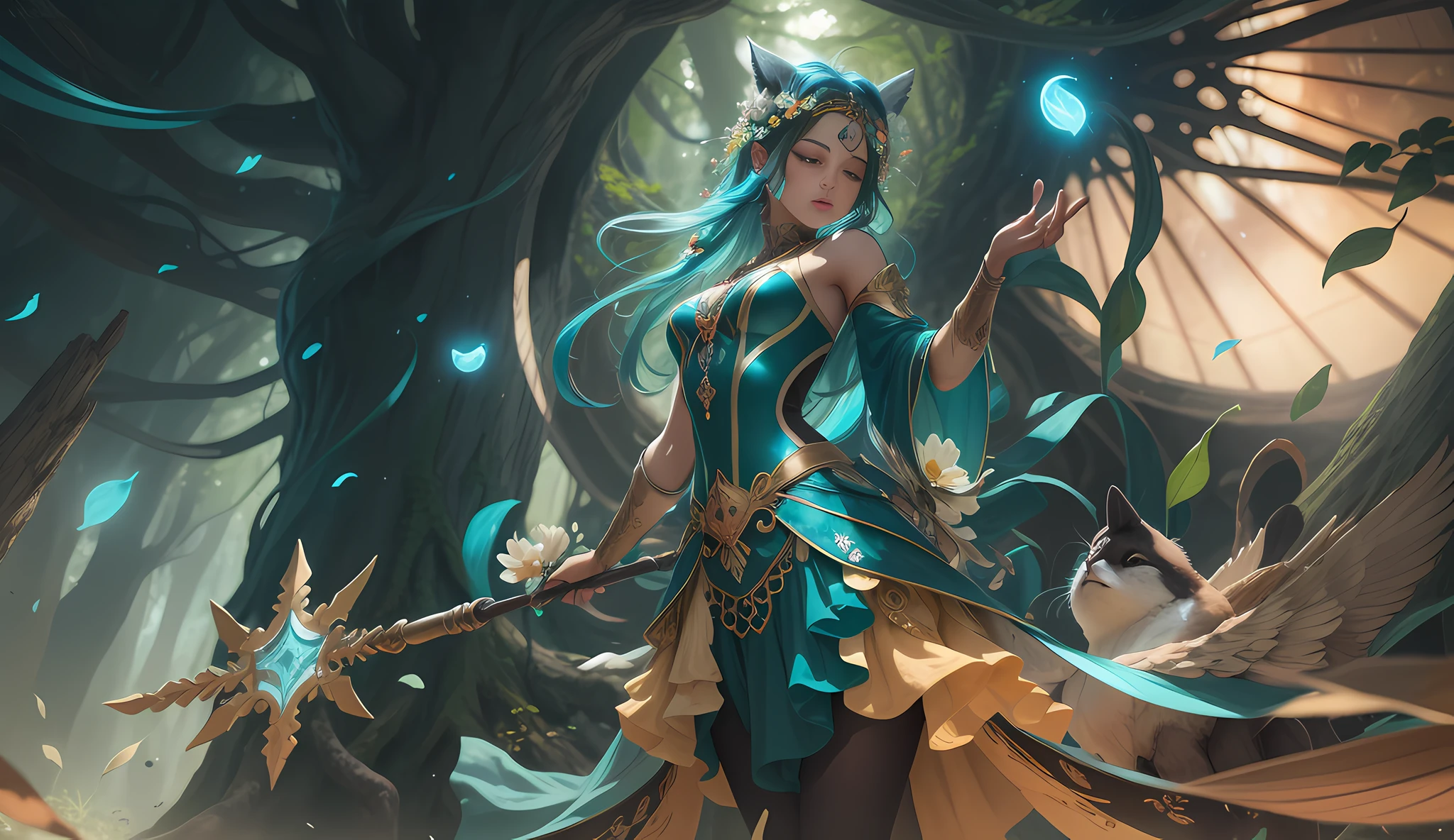 Amidst a mystical realm, Uma feiticeira da natureza ergue-se graciosamente em meio a uma exuberante, floresta verdejante. Seu traje reflete os tons vibrantes da natureza, resembling the leaves and flowers that surround her, imbuing her with an earthy connection. With eyes as deep and serene as ancient forests, she personifies her profound bond with the essence of nature.
Nesta floresta encantadora, the flora thrives with exuberance, seemingly celebrating the presence of the nature mage. The air carries a magical allure, whispering secrets of her mystical abilities. Cercando-a, delicate petals and tiny seeds float gently in the air, a mesmerizing display of her power over the very life force that sustains the forest.
Capturado por Paolo Raeli com uma Nikon Z6 II e uma lente macro, A fotografia captura perfeitamente a harmonia entre o mago da natureza e o mundo natural. The interplay of natural light and studio lighting further enhances the ethereal ambiance, perfectly encapsulating the enchantment of this magical encounter amid the abundant beauty of nature.