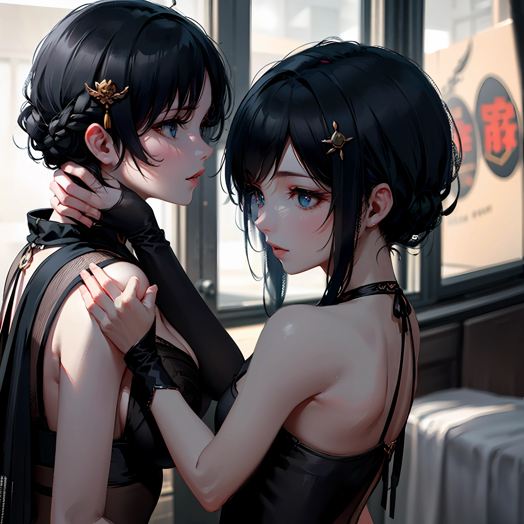 black hair, dunhuang, Raised y, Surrealism, anime style, anime style, ray tracing, 8k, super detail, UHD, masterpiece, textured skin, super detail, high quality, highres, high quality --auto