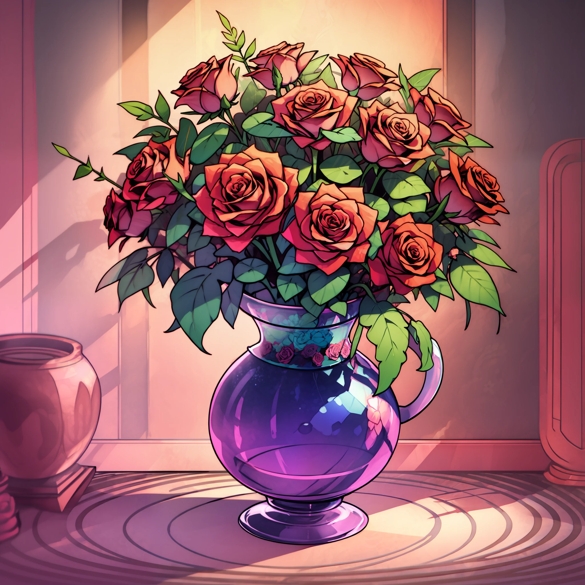vase of creative roses